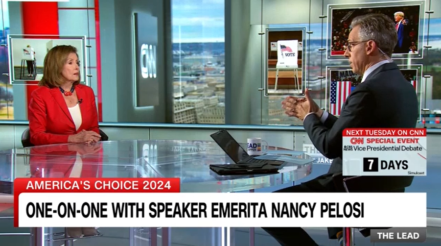 Pelosi (pictured left) snapped at CNN presenter Jake Tapper (right) in an interview on Tuesday night