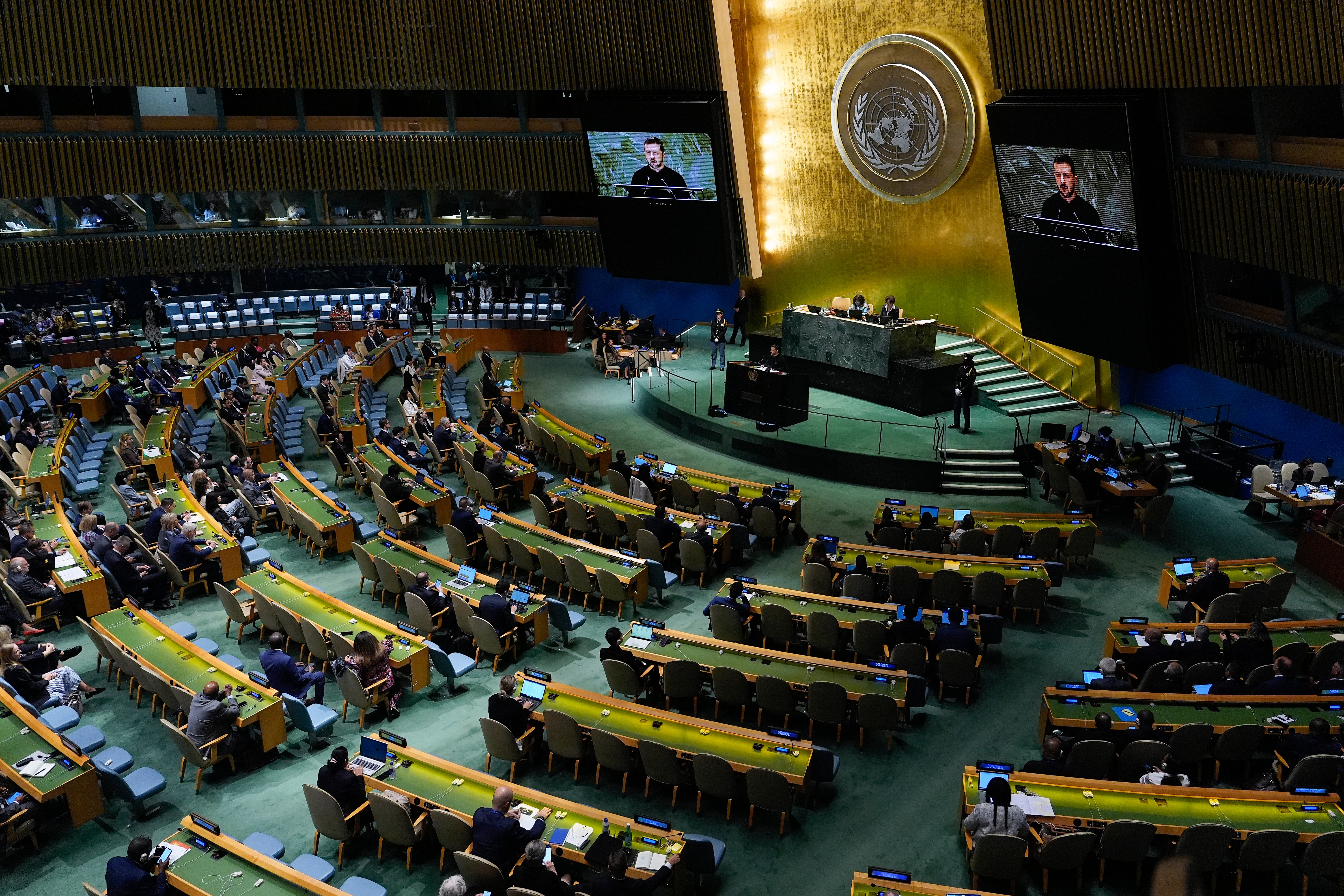 Mr Zelensky addresses the 79th session of the United Nations General Assembly