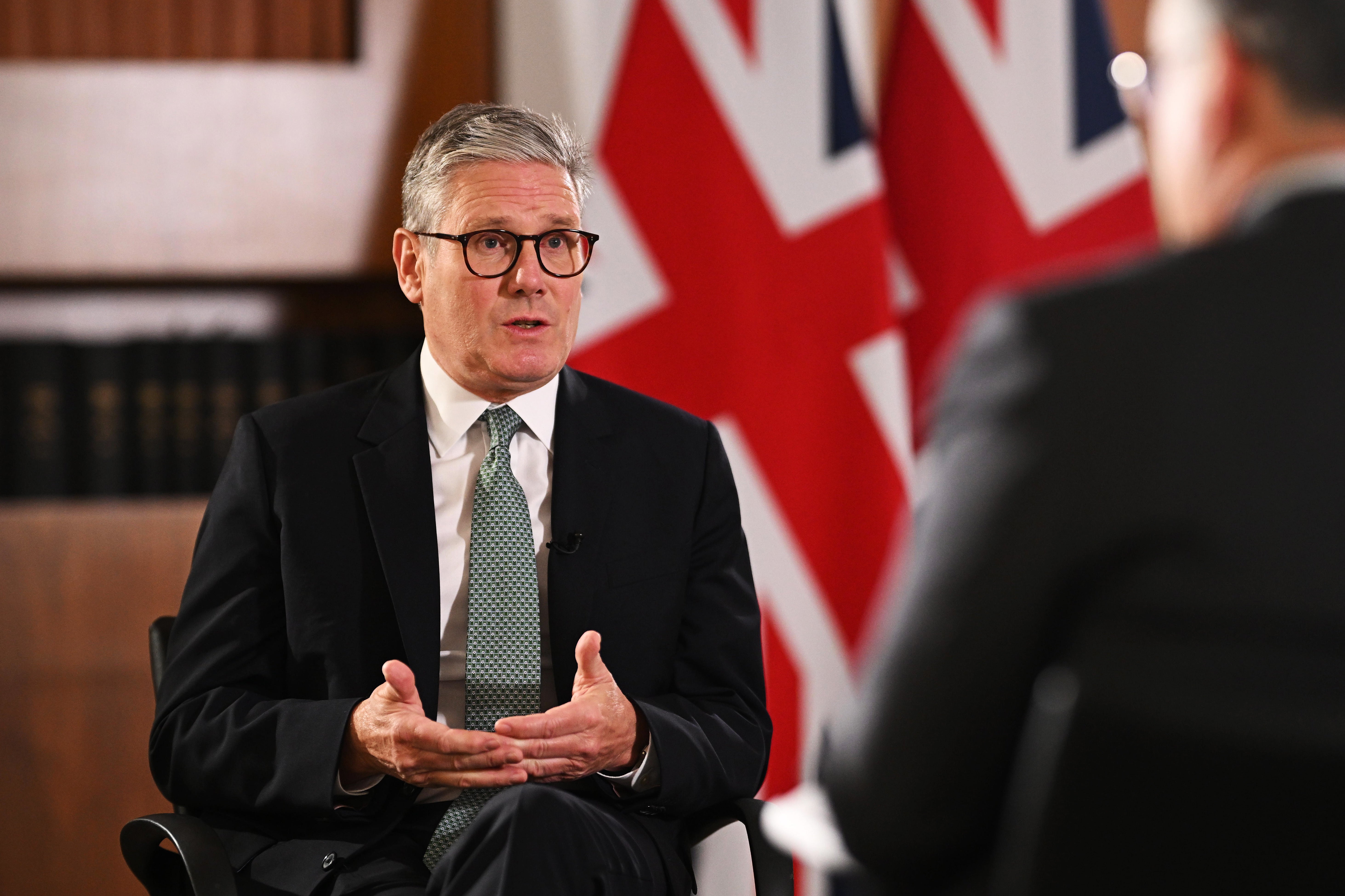 Prime minister Sir Keir Starmer speaking to the media in New York ahead of addressing the United Nations General Assembly