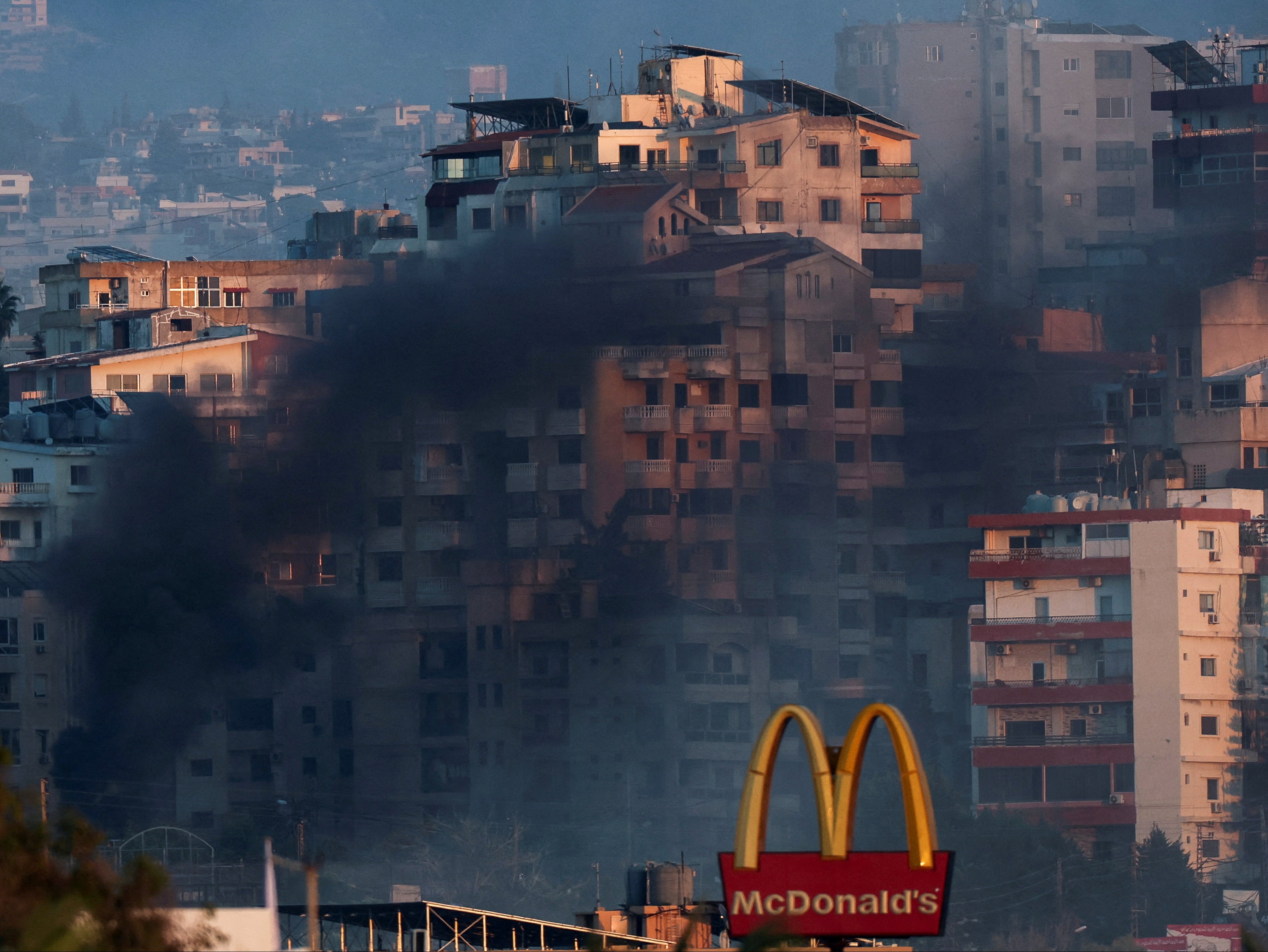 Smoke billows over southern Lebanon following an Israeli strike