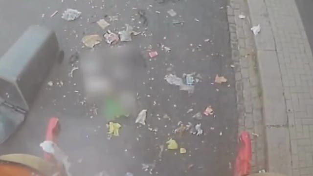 <p>Moment refuse workers narrowly dodge exploding bin lorry caught on camera.</p>