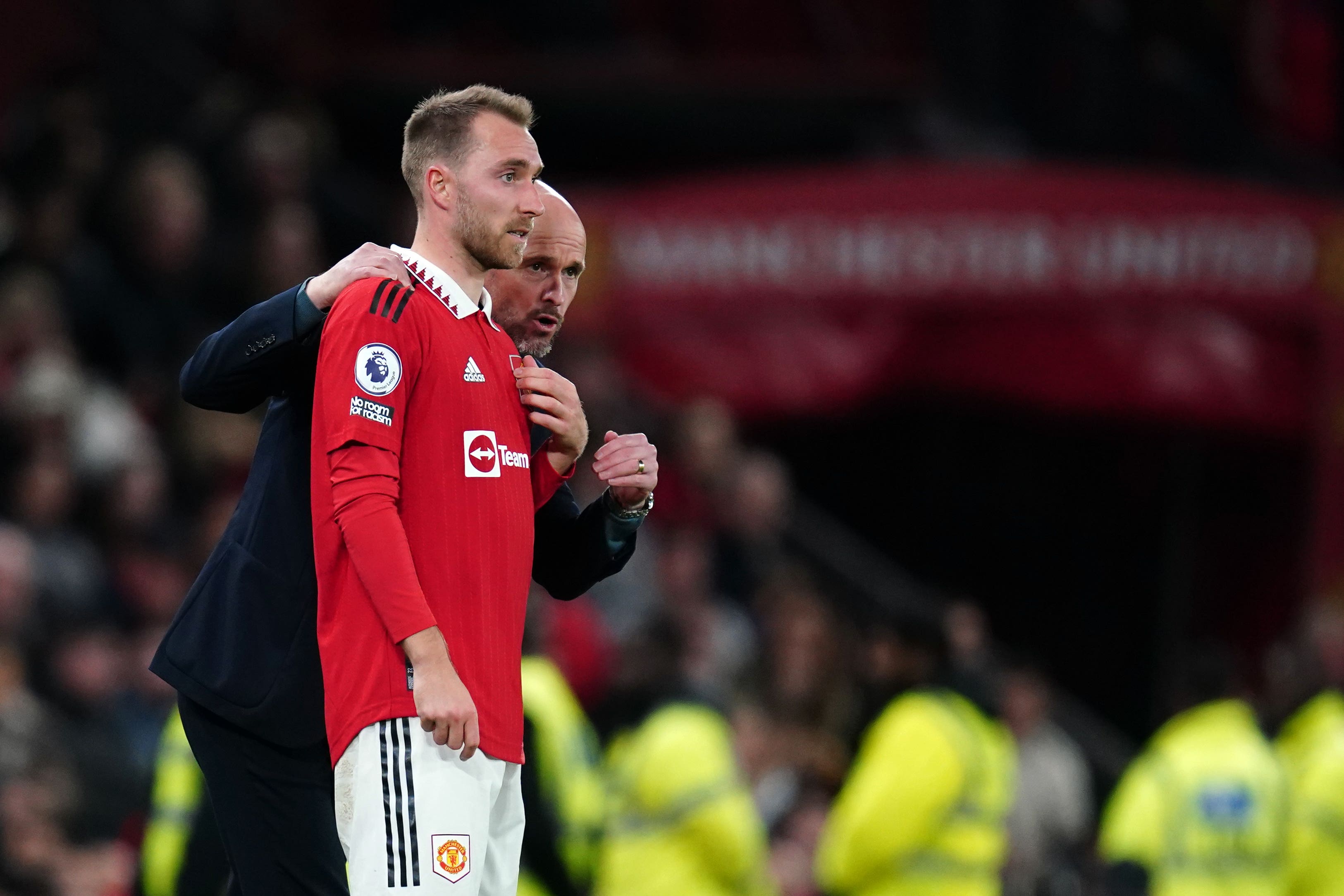 Erik ten Hag and Christian Eriksen were in agreement about Manchester United’s performance (David Davies/PA)