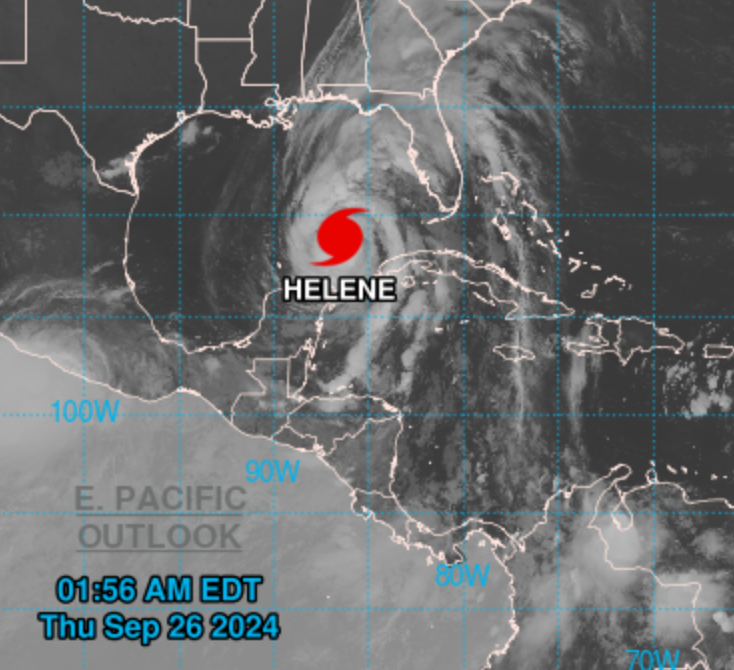 Satellite image shows path of Hurricane Helene in the early hours of Thursday morning