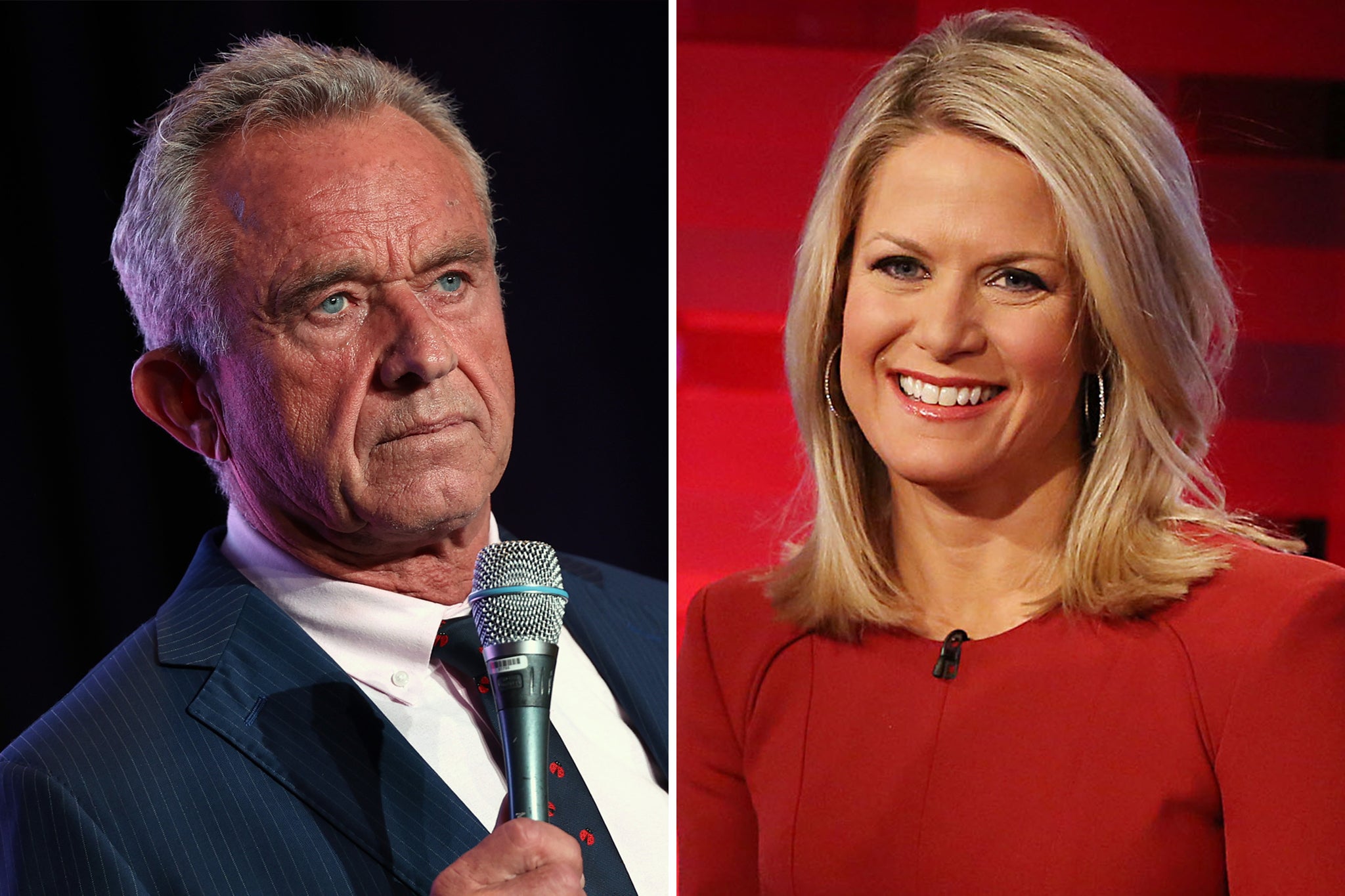 RFK Jr (left) was asked about the alleged affair in interview with Martha MacCallum (right)