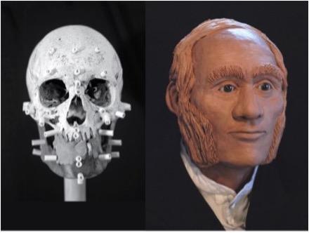 Facial reconstruction of individual identified through DNA analysis as John Gregory