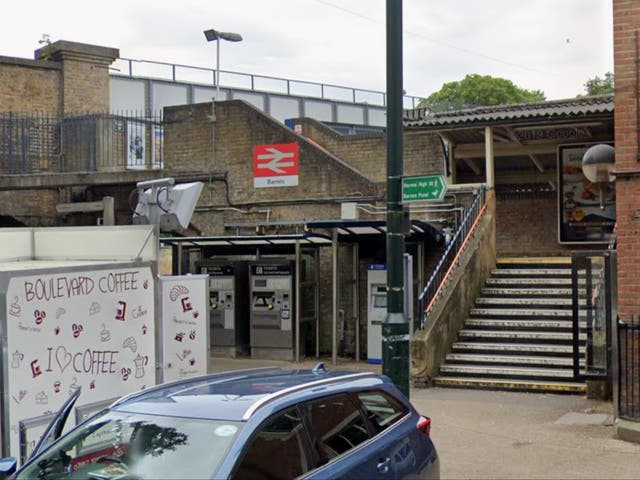 <p>Police officers and paramedics rushed to Barnes Station in south west London after the attack unfolded at around 7.10am</p>