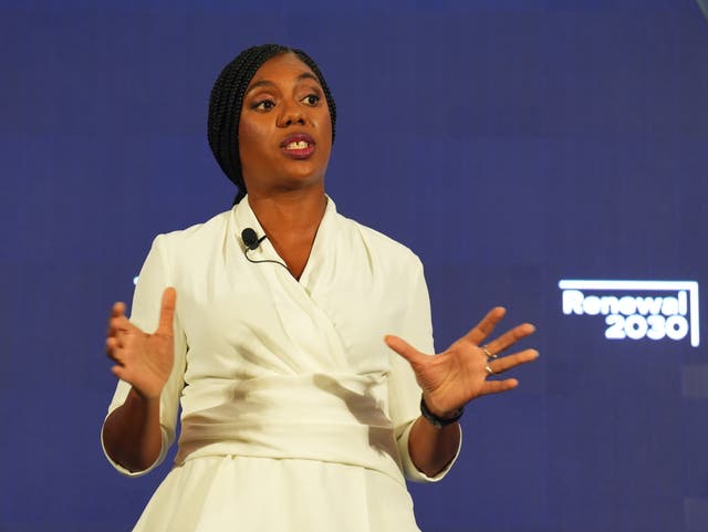 <p>Kemi Badenoch speaking at a Conservative Party leadership campaign event at IET London</p>