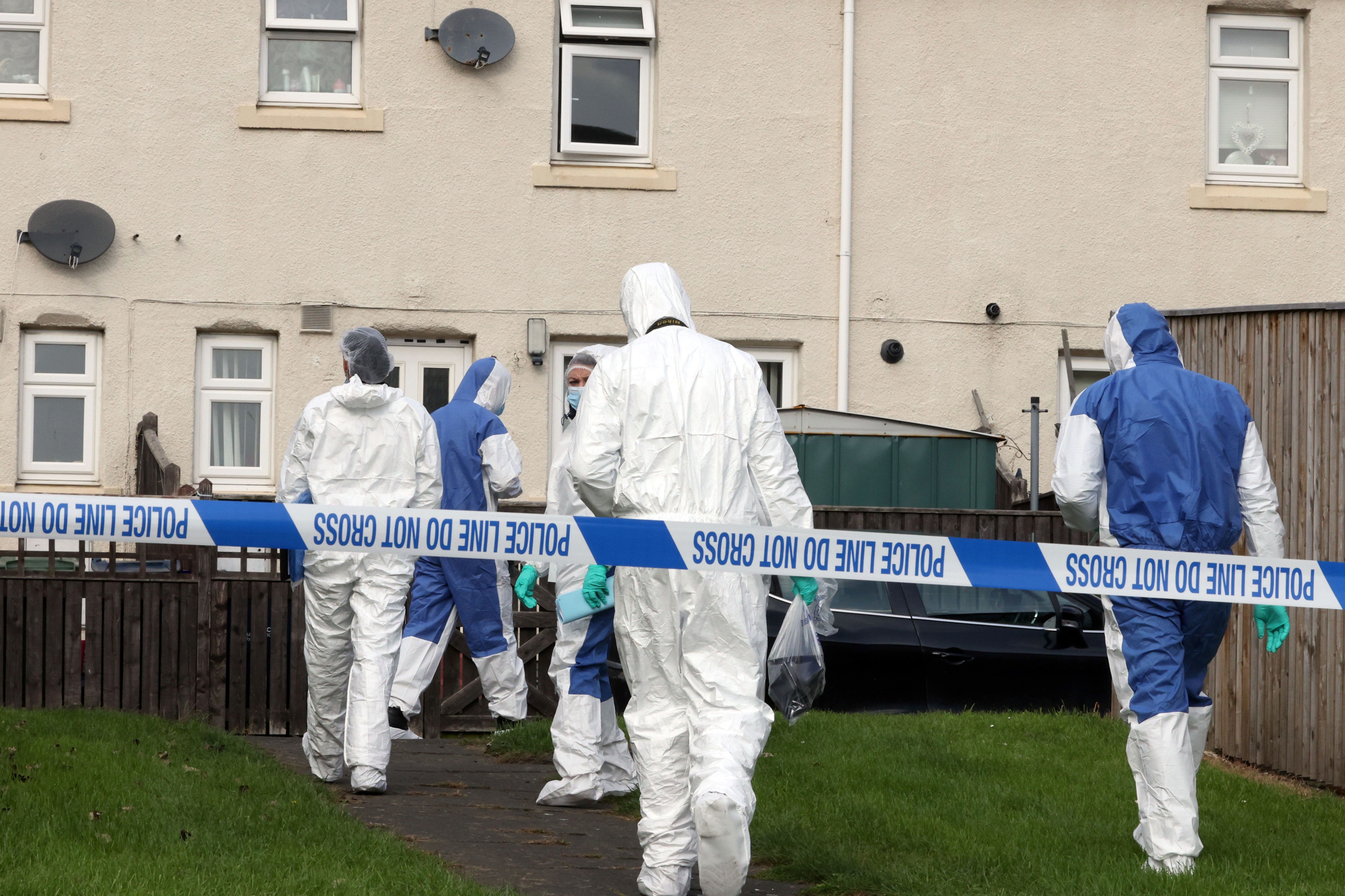 Specialist forensic officers in Shiney Row, near Sunderland, where Ian Langley was attacked by a dog in October 2023 (Owen Humphreys/PA)