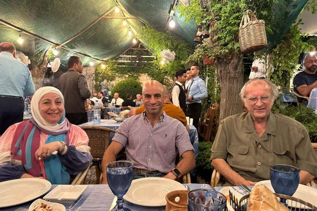 Professor Ahmed Hankir (centre), said he will carry his father out of Lebanon (Ahmed Hankir/PA)