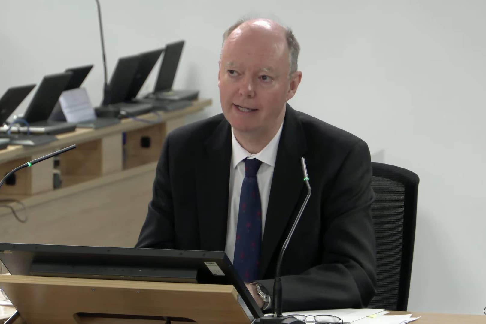 Professor Sir Chris Whitty whilst giving evidence to the UK Covid-19 Inquiry (PA)