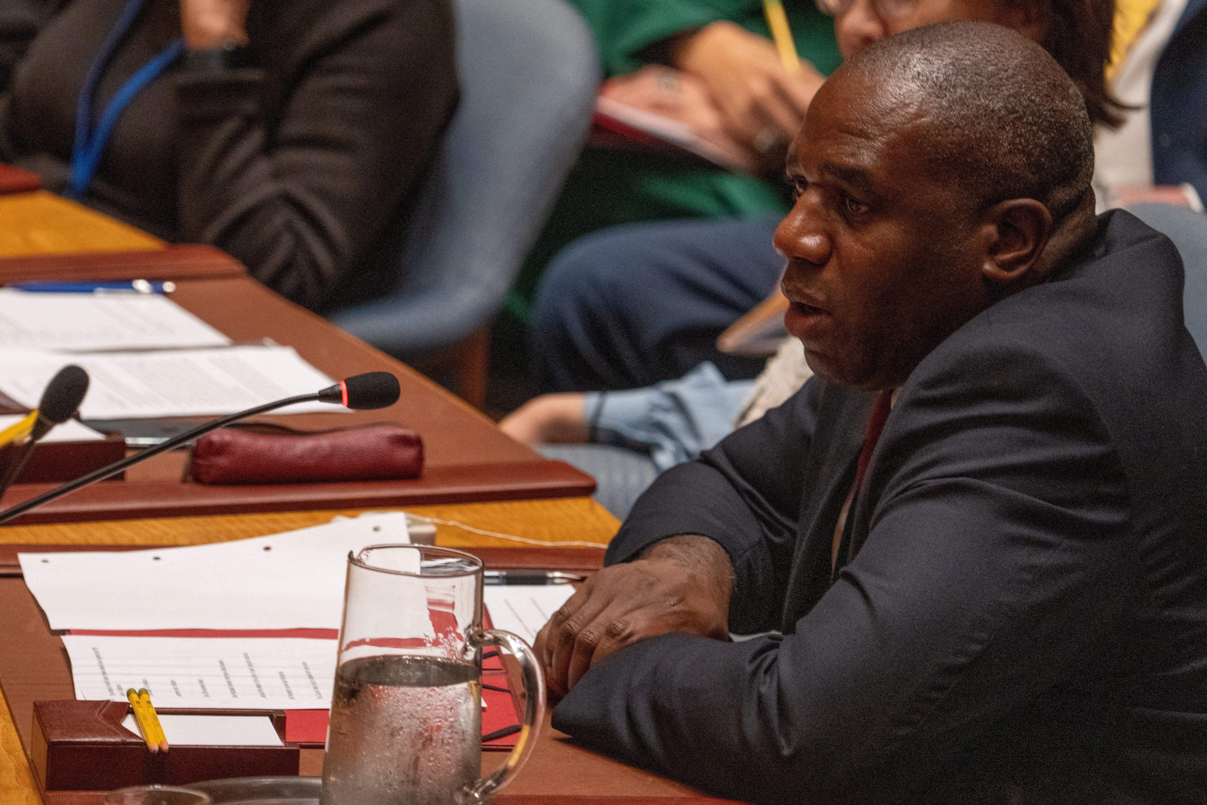 Foreign secretary David Lammy speaking at the United Nations Security Council meeting