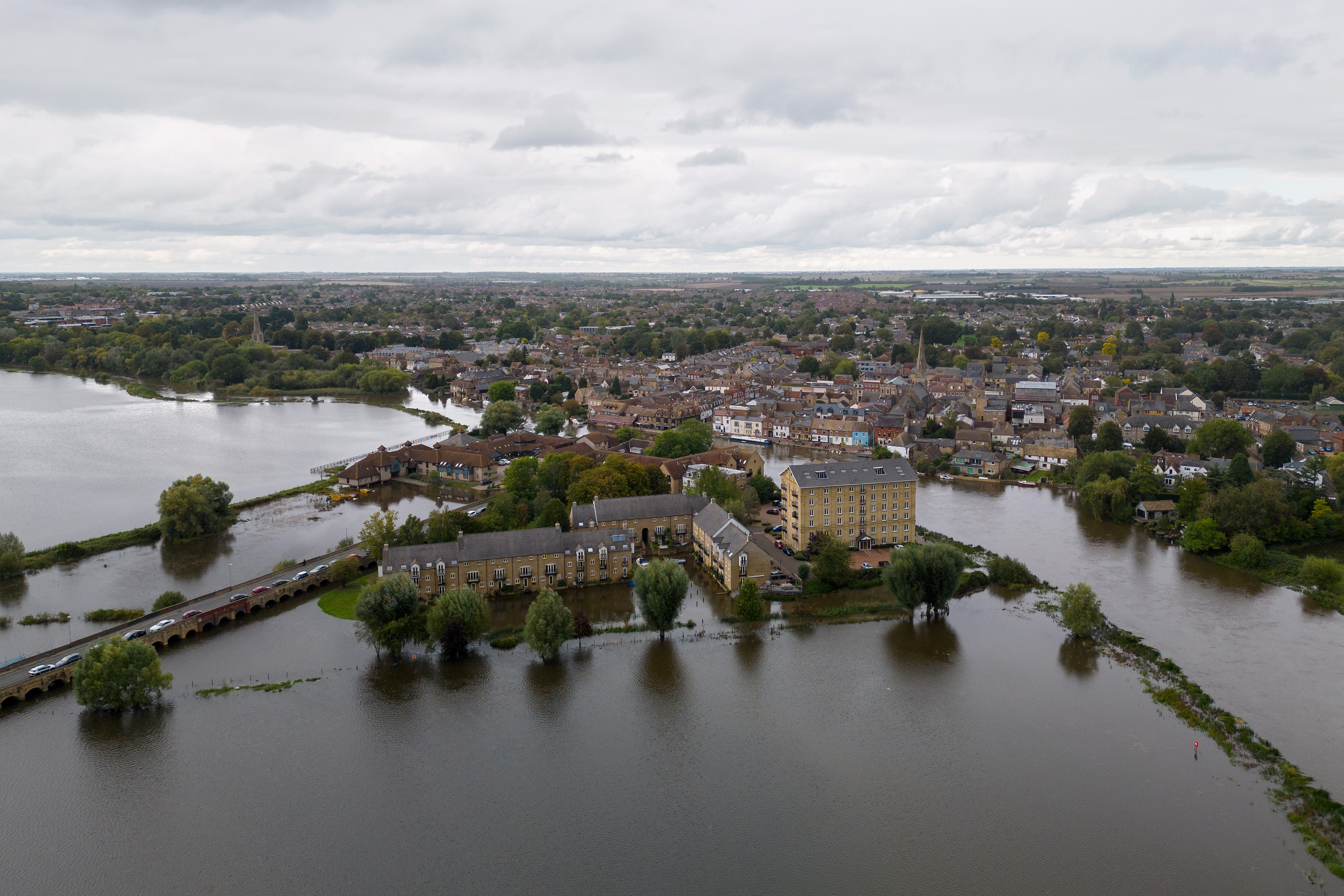 Flooding around St Ives in Cambridgeshire after the River Great Ouse burst its banks