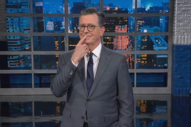 <p>Stephen Colbert has continued to rile Donald Trump after calling him ‘boring’ </p>