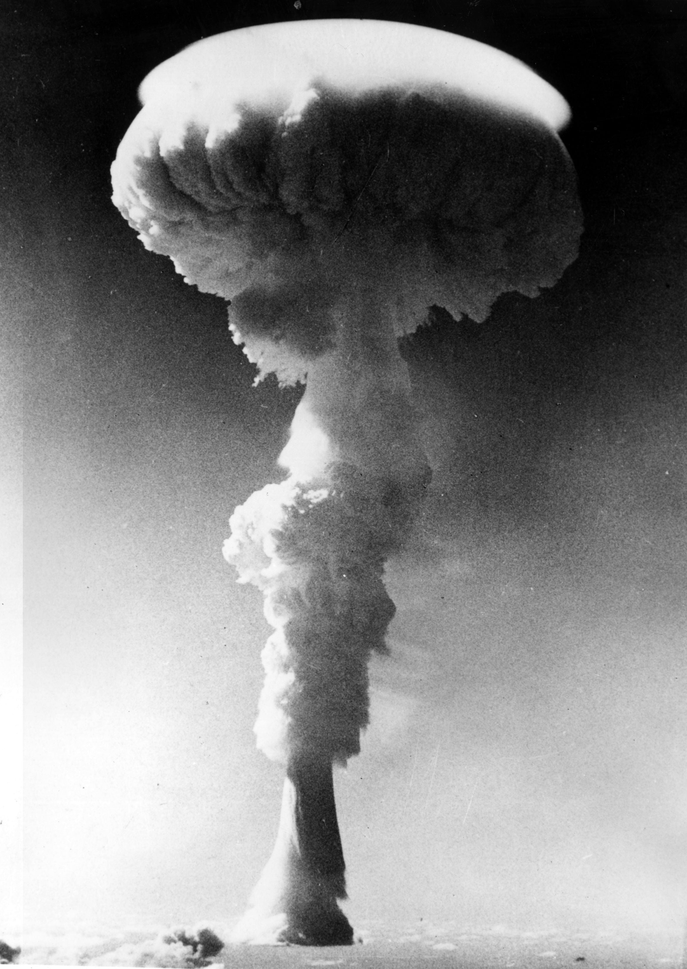 A mushroom cloud rises over the Pacific Ocean following the detonation of Britain’s first H-bomb