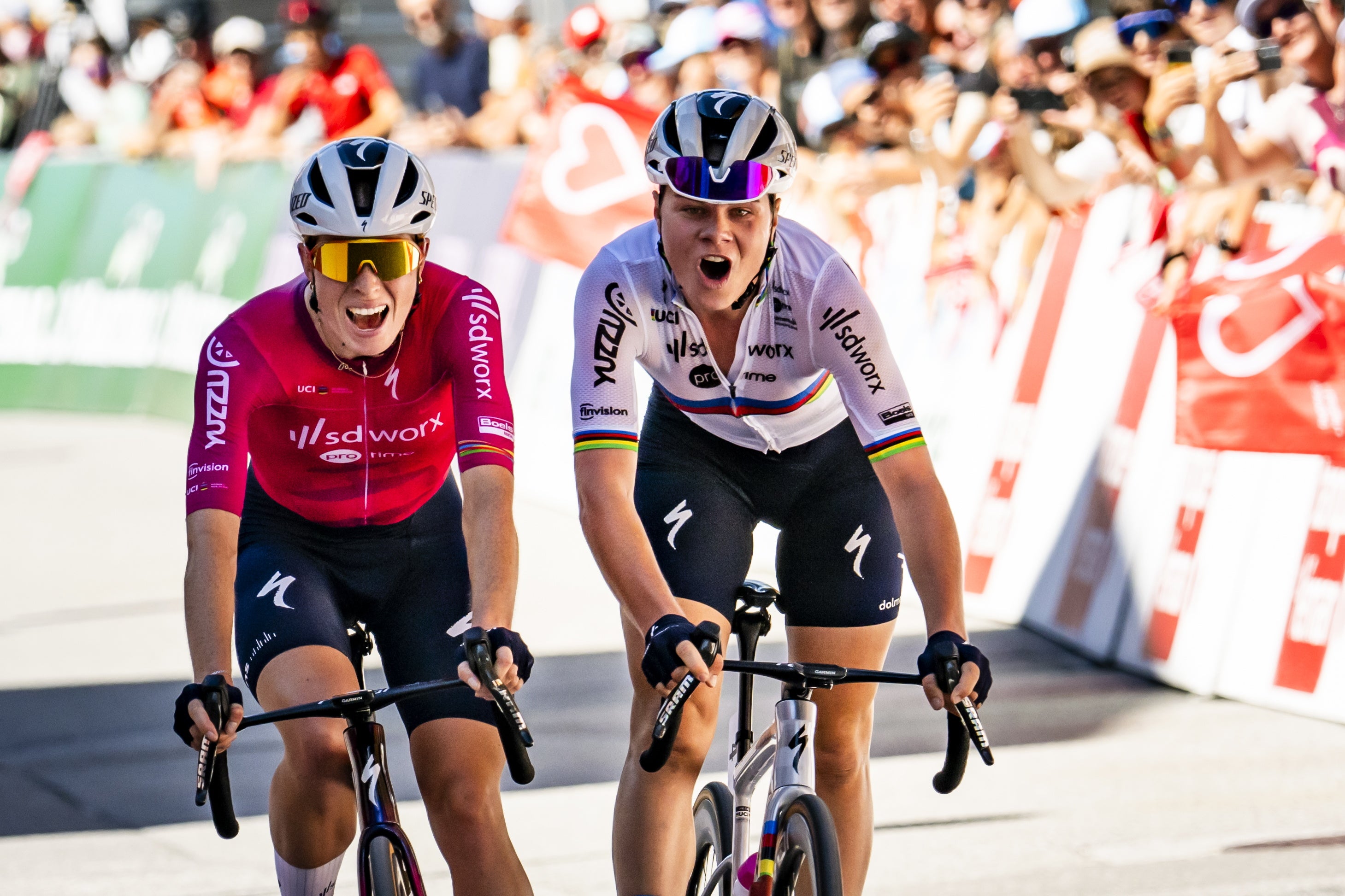 Vollering, left, and Kopecky battling at the recent Tour de Romandie