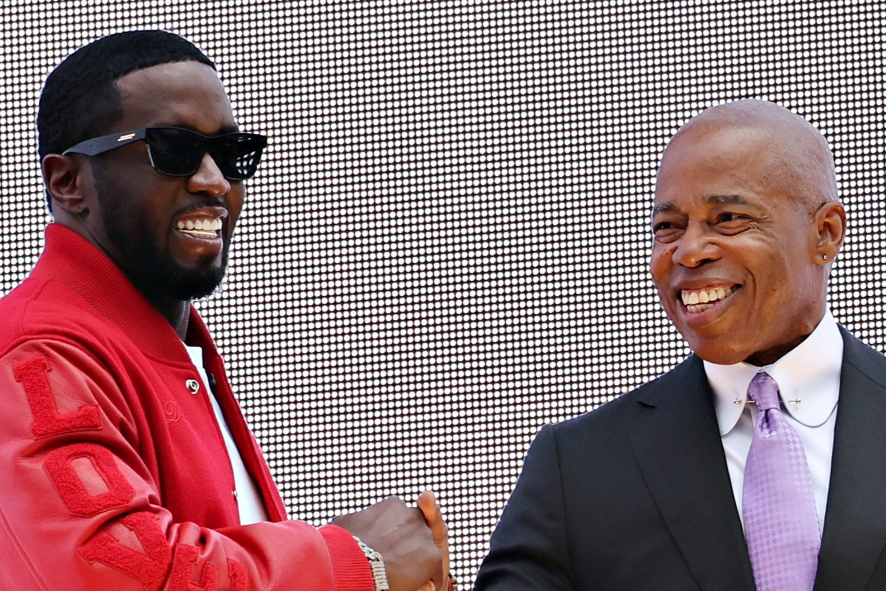 Sean ‘Diddy’ Combs and New York Mayor Eric Adams celebrating as the music mogul is presented with the keys to the city in September 2023