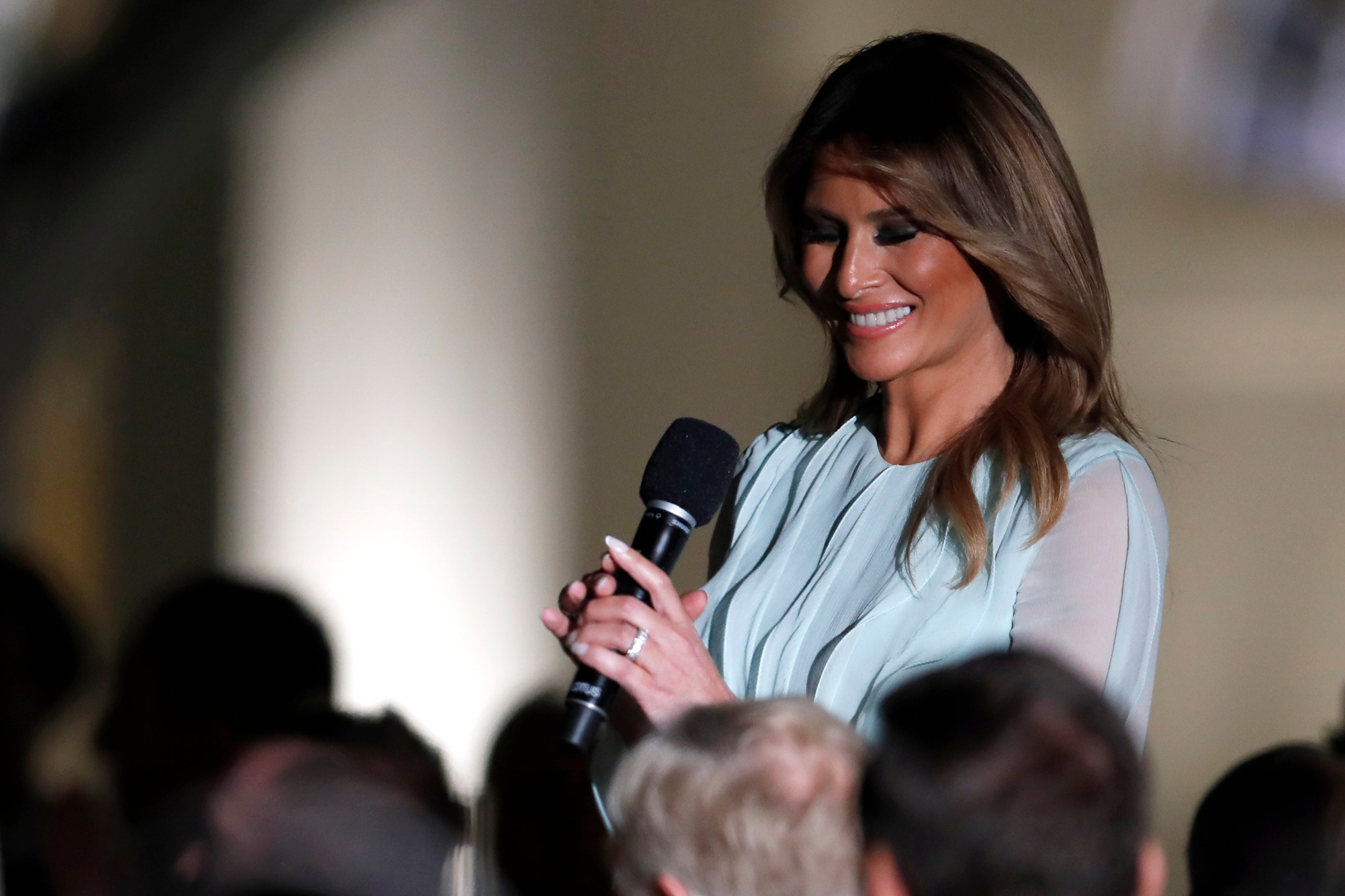 The then first lady speaking during a State Dinner in the Rose Garden at the White House in 2019