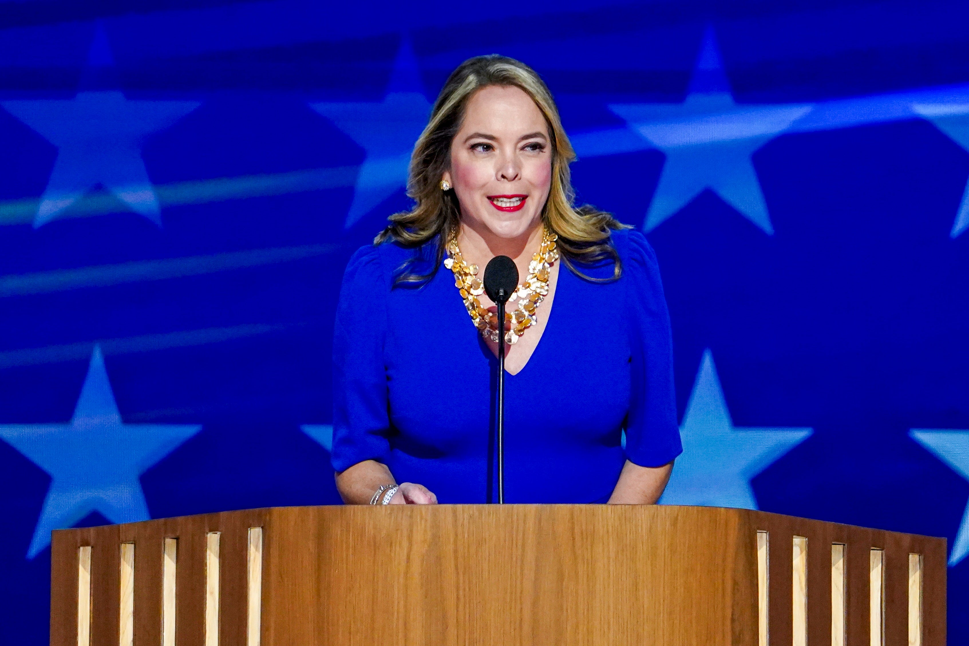 Former Trump official Olivia Troye, seen speaking at the Democratic National Convention, addressed in a Thursday event why as a Republican she could no longer vote for Trump