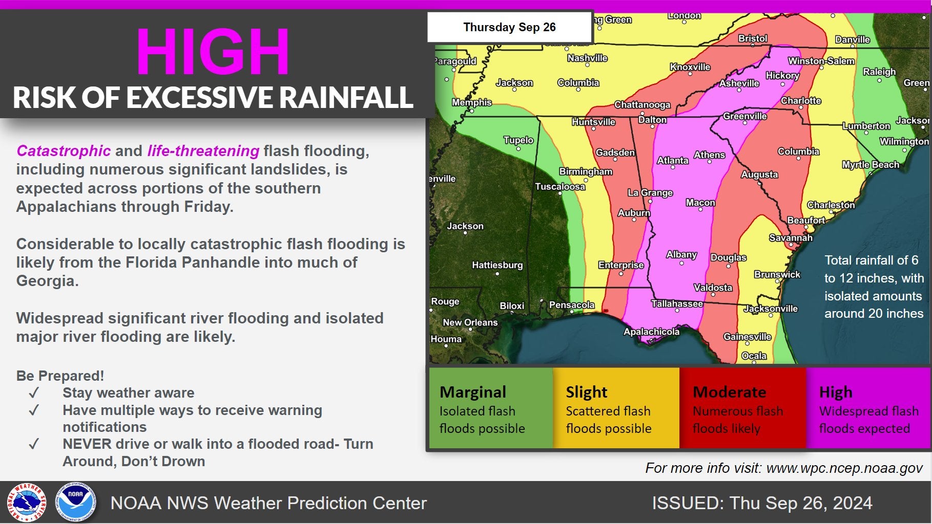 The map shows areas at high risk of excessive rainfall