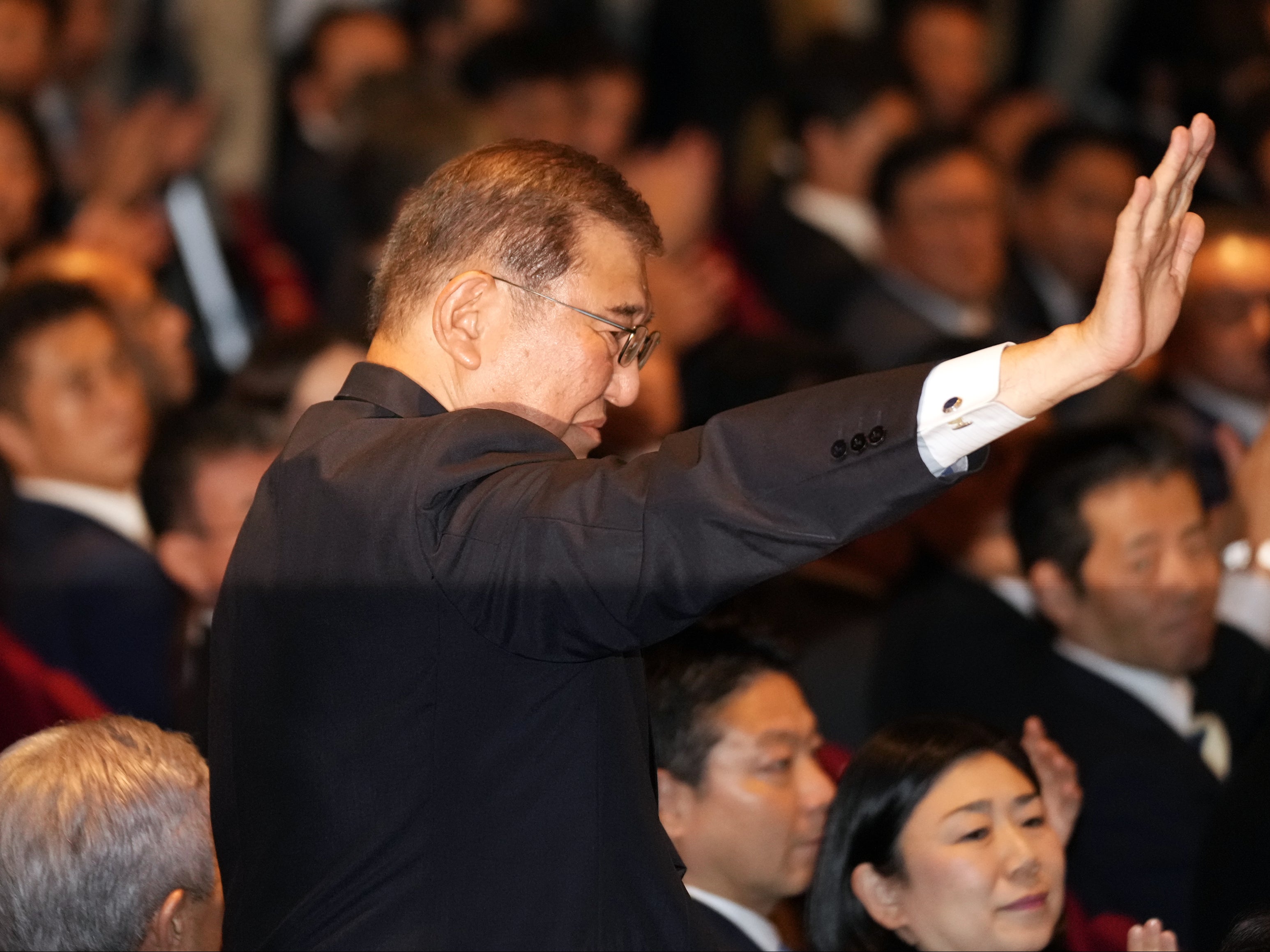 Shigeru Ishiba acknowledges after he was elected as new head of Japan’s ruling party at the Liberal Democratic Party’s (LDP) leadership election, on 27 September 2024 in Tokyo, Japan