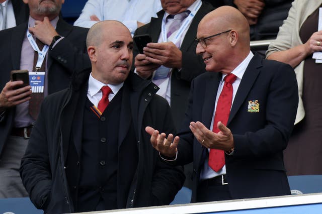 <p>Omar Berrada (left) wants Manchester United to win the Premier League in 2028</p>