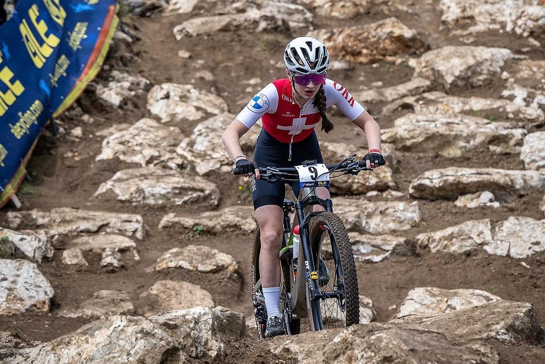 Muriel Furrer during the junior cross-country race at the European Championships earlier this year