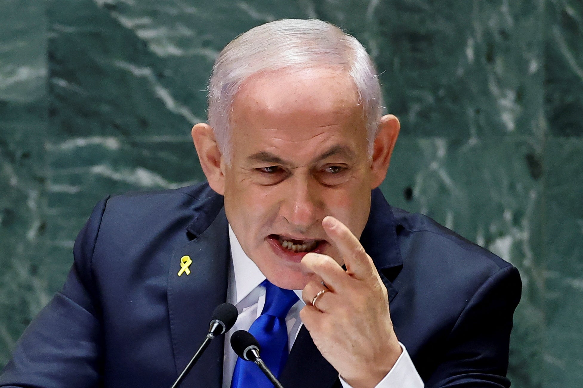 Israel’s Prime Minister Benjamin Netanyahu addresses the 79th United Nations General Assembly