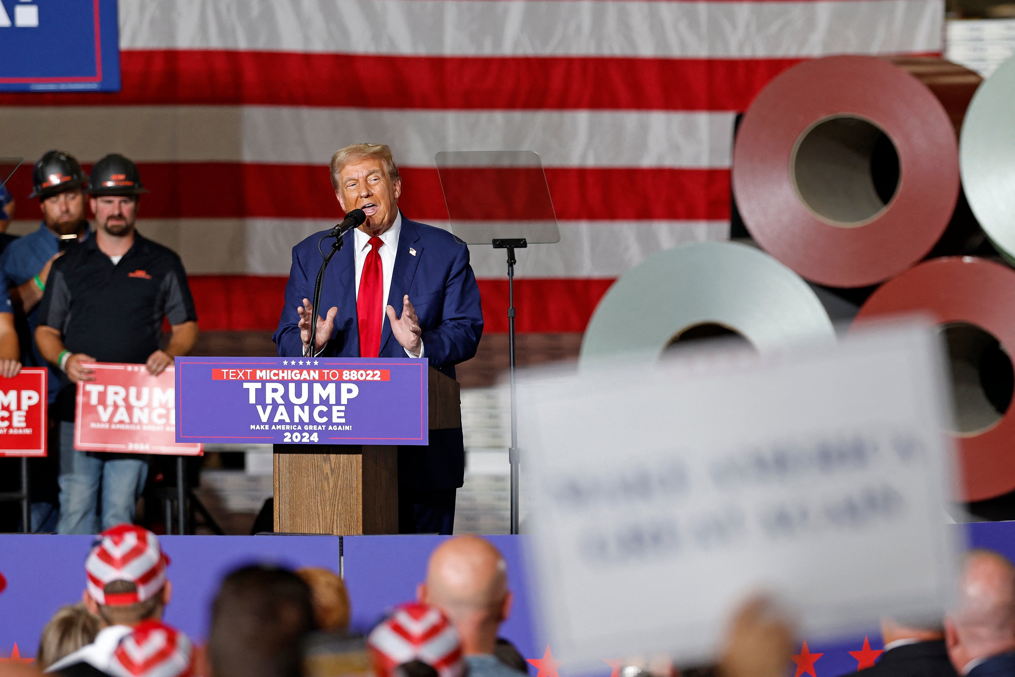 Donald Trump speaks in Walker, Michigan