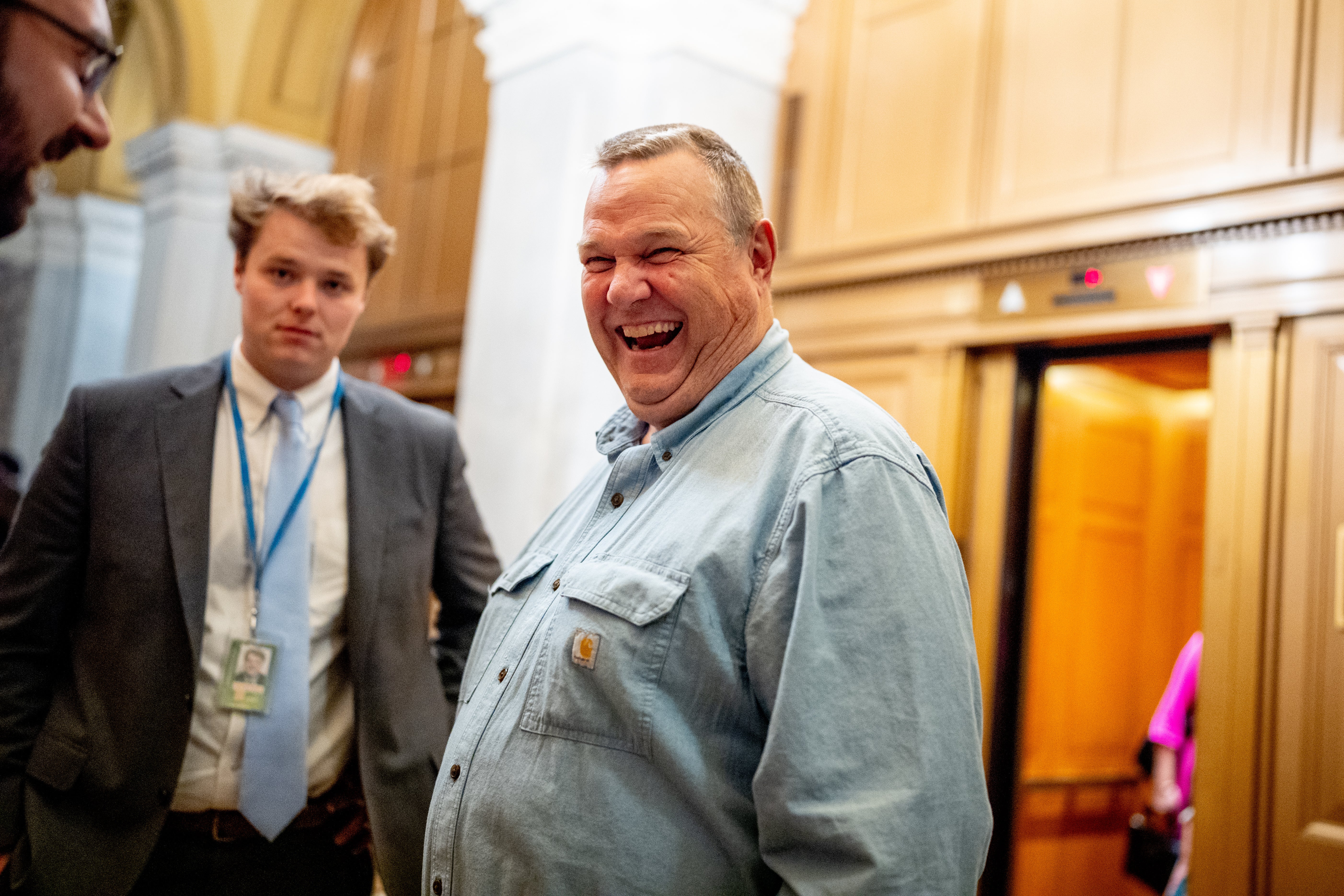 Senator Jon Tester (D-MT) speaks to reporters on Capitol Hill on June 11, 2024 in Washington, DC. Congressional lawmakers are returning to work on Capitol Hill.