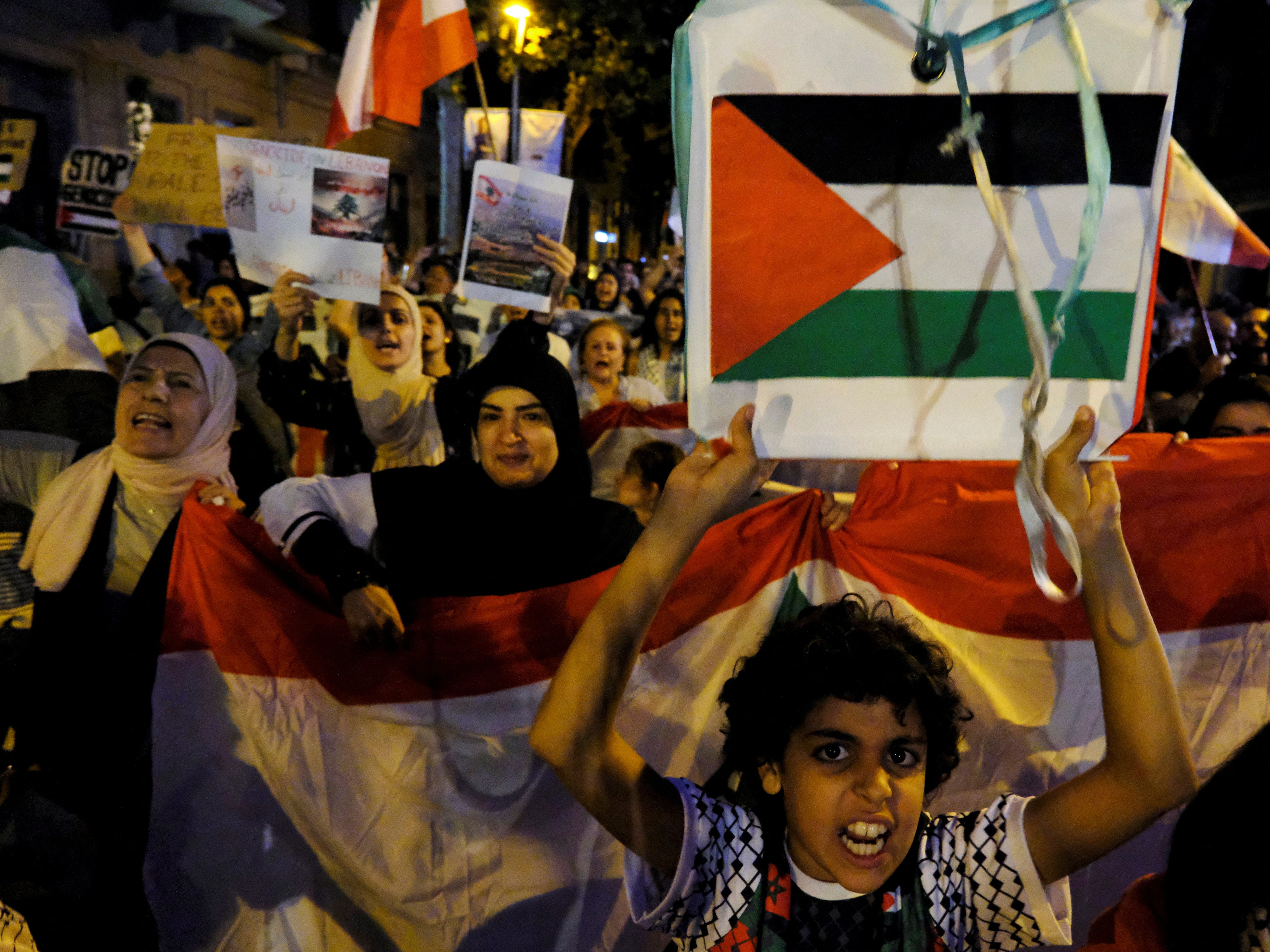 A demonstration in support of Palestinians, in Barcelona, Spain, on Friday