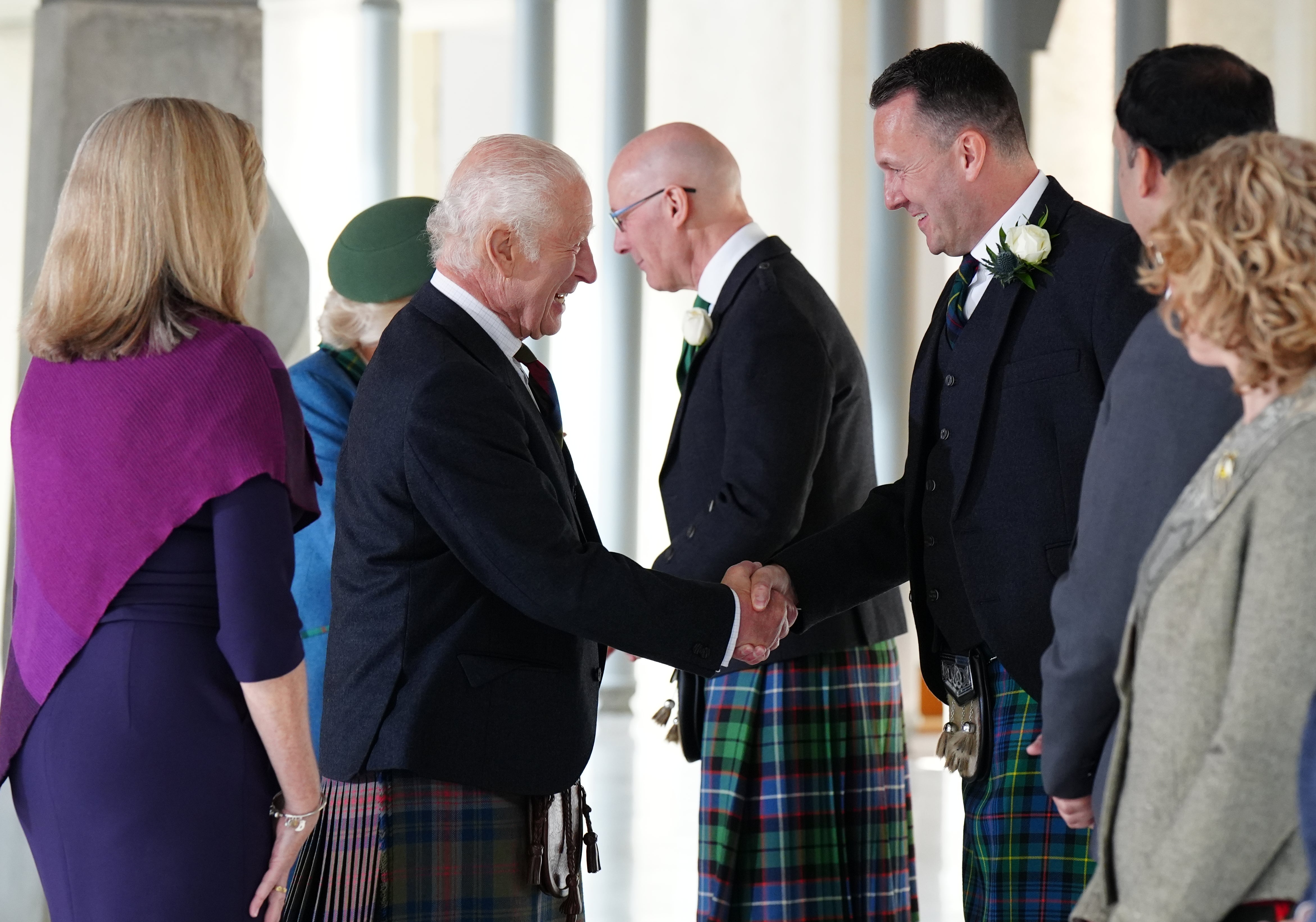 King Charles being introduced to new Scottish Conservative leader Russell Findlay at Holyrood