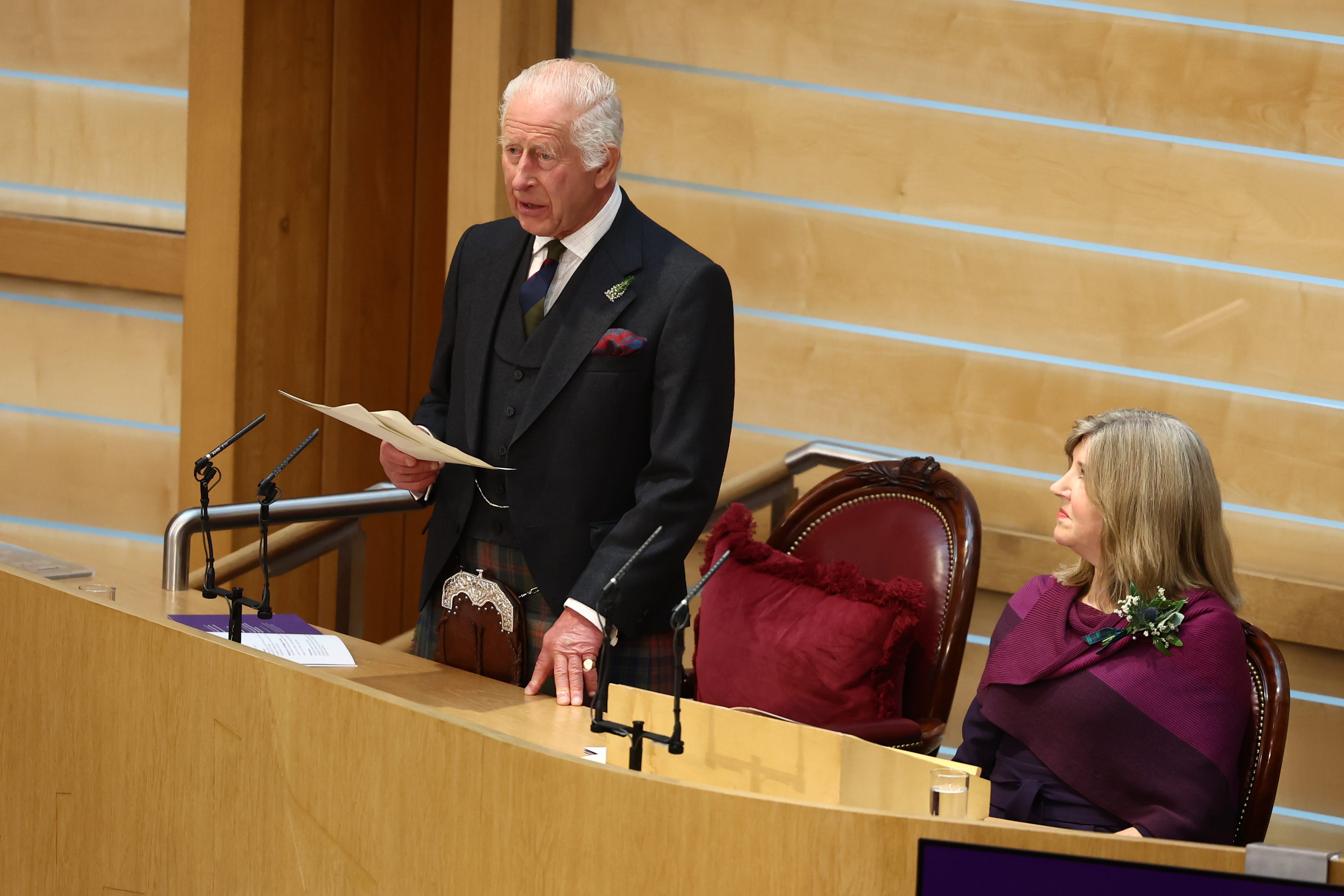 The King gives a speech (Jeff J Mitchell/PA)