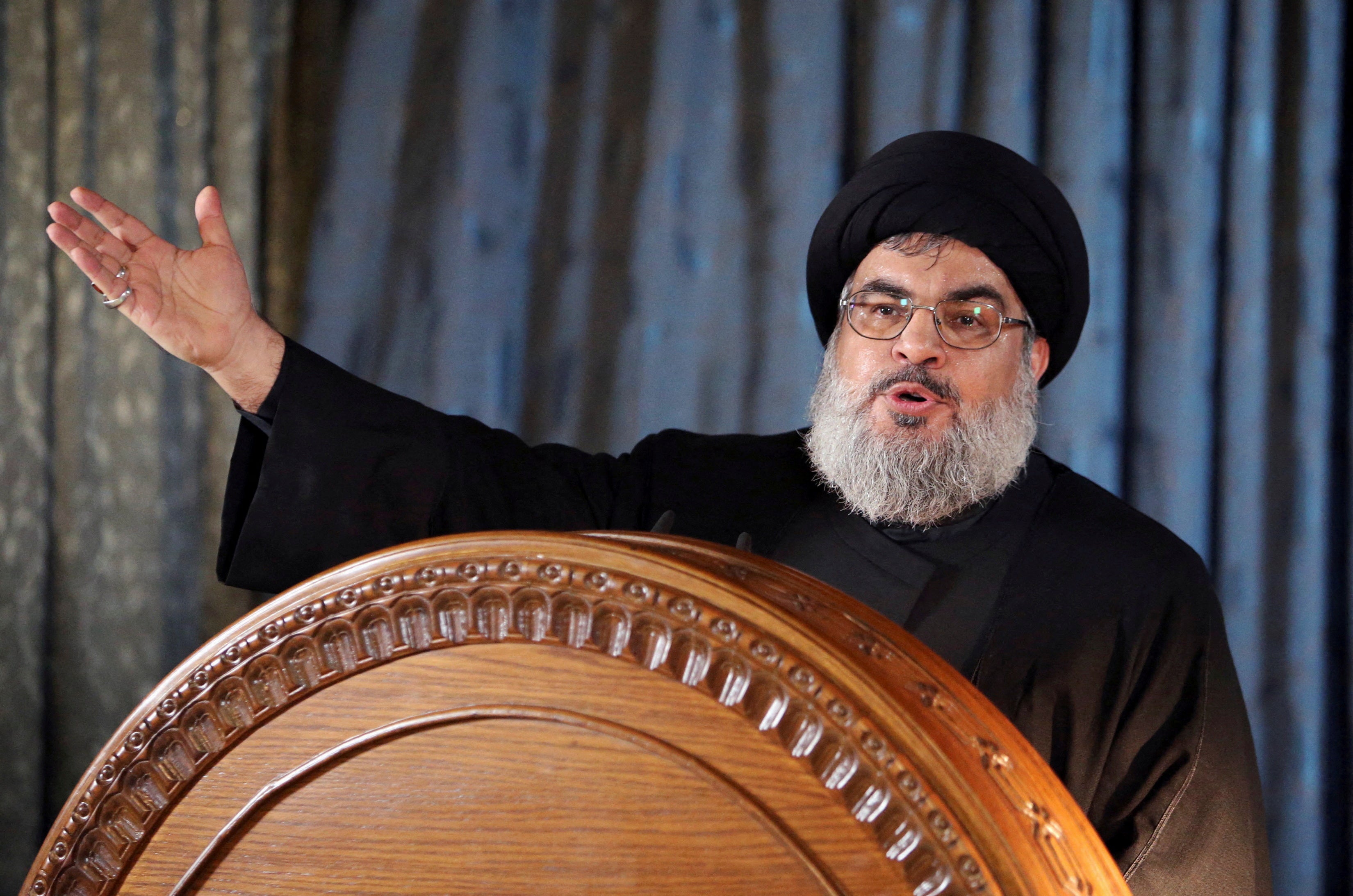 Lebanon's Hezbollah leader Hassan Nasrallah, photographed in November 2013, was killed on Friday in an airstrike