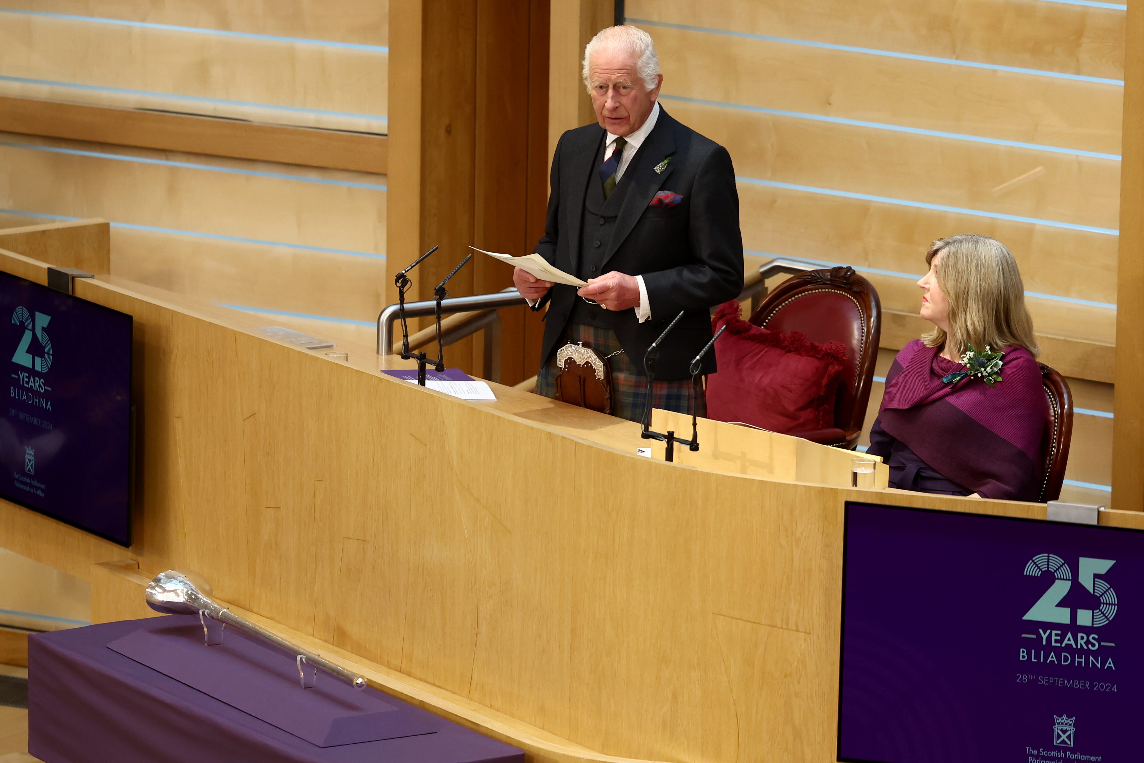 The King spoke about how the planet’s ‘climate is changing dangerously’ as he addressed Holyrood (Jeff J Mitchell/PA)