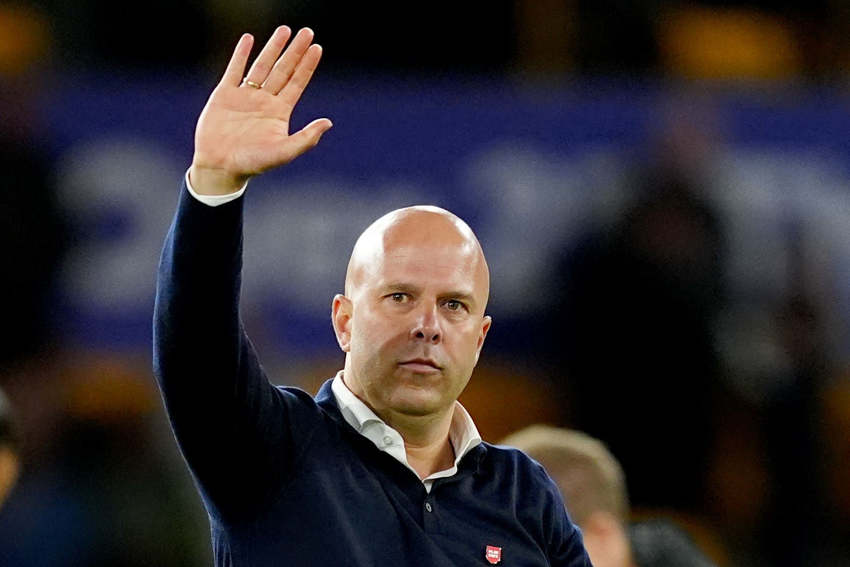 Liverpool manager Arne Slot waves to the crowd (David Davies/PA)