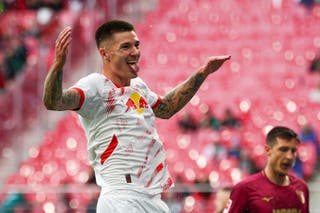 Benjamin Sesko ha segnato una doppietta per l'RB Leipzig (Jan Woitas/dpa via AP)