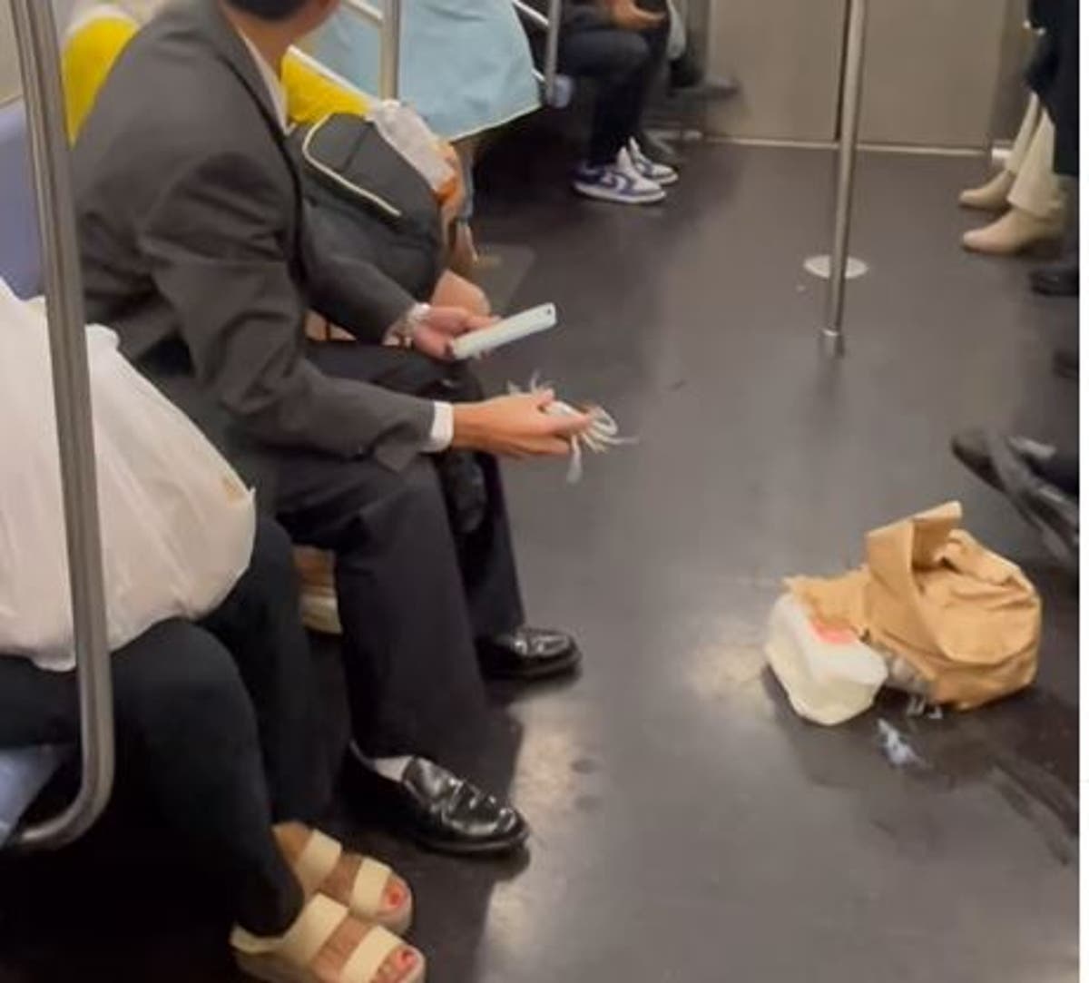 Chaos on subway train as live crabs escape woman&rsquo;s bag