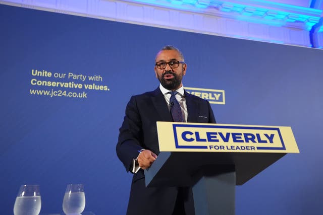 <p>Conservative Party leadership hopeful James Cleverly (James Manning/PA)</p>