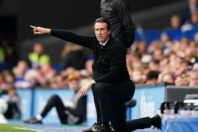 Unai Emery during Aston Villa’s 2-2 draw at Ipswich (Zac Goodwin/PA)