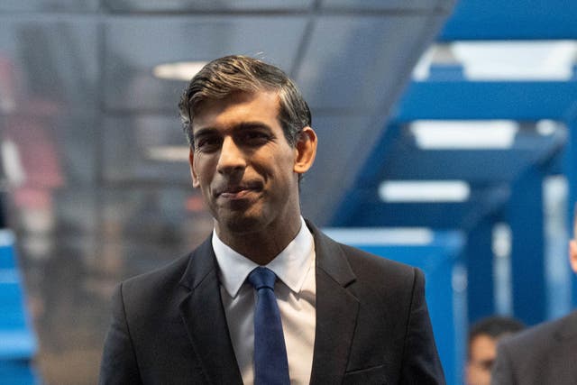 Conservative party leader Rishi Sunak during the Conservative Party Conference at the International Convention Centre in Birmingham (Stefan Rousseau/PA)