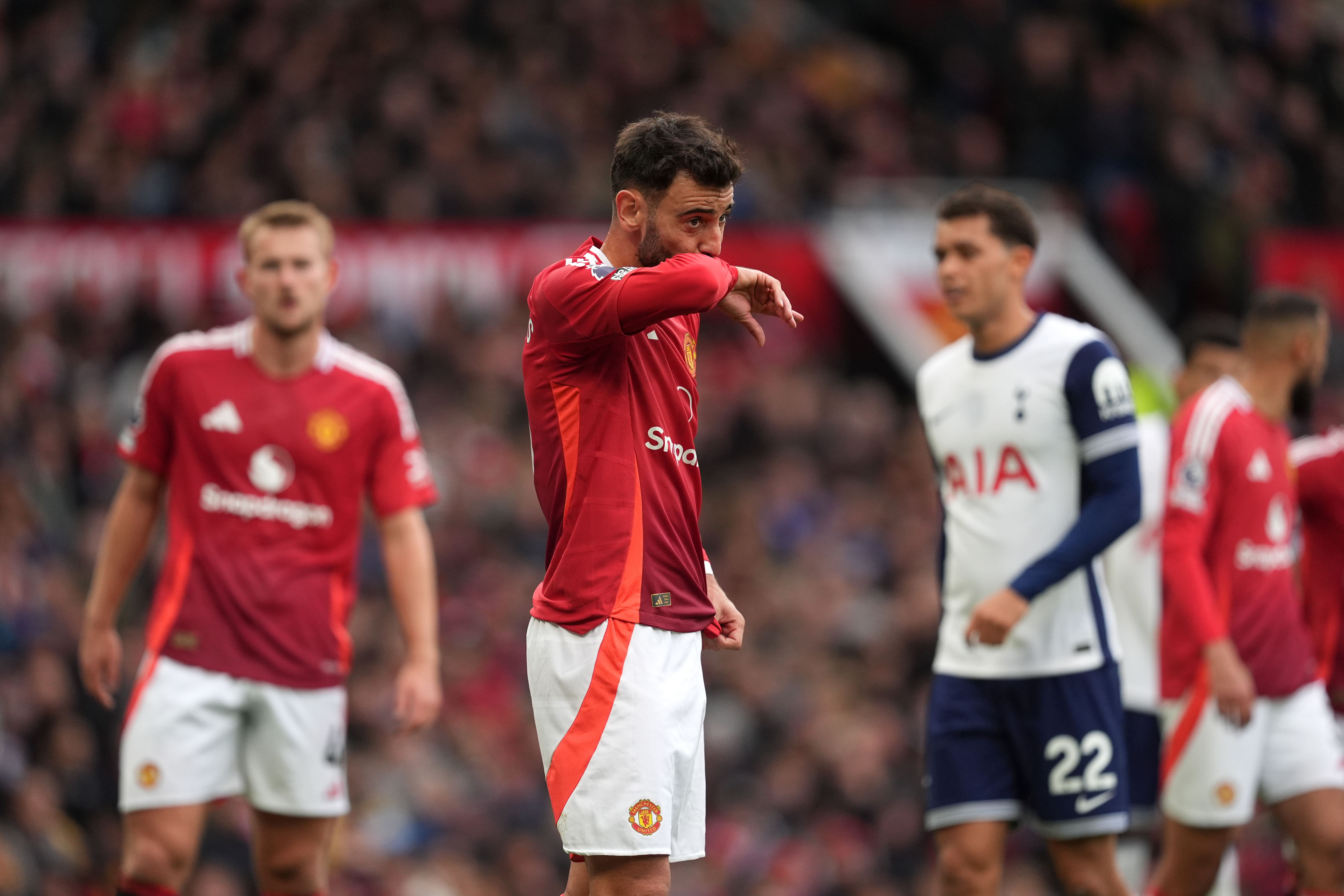 Bruno Fernandes feels he should not have been sent off (Martin Rickett/PA)