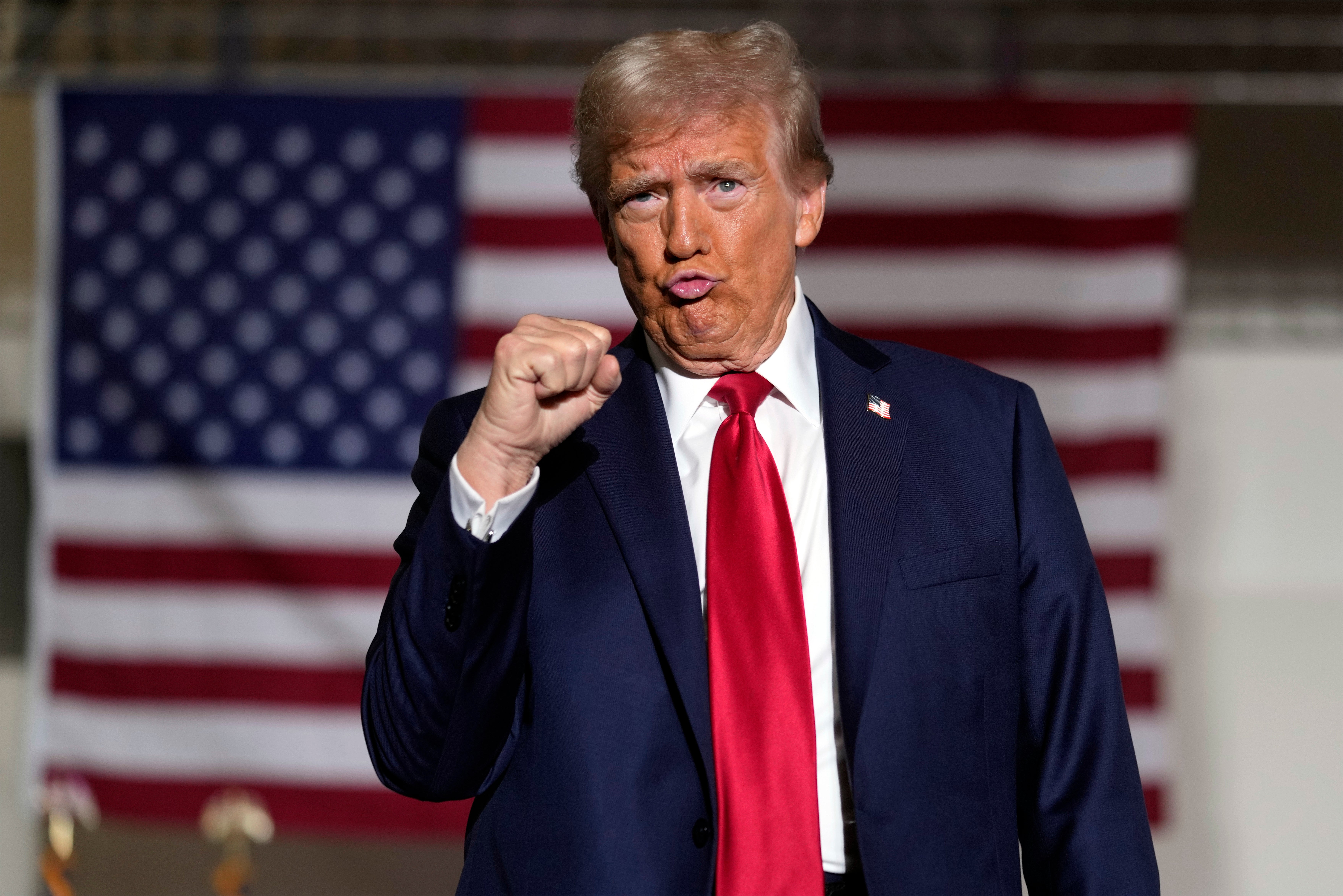 Trump at a campaign event in Erie, Pennsylvania, on Sunday where he turned Hurricane Helene into a campaign issue