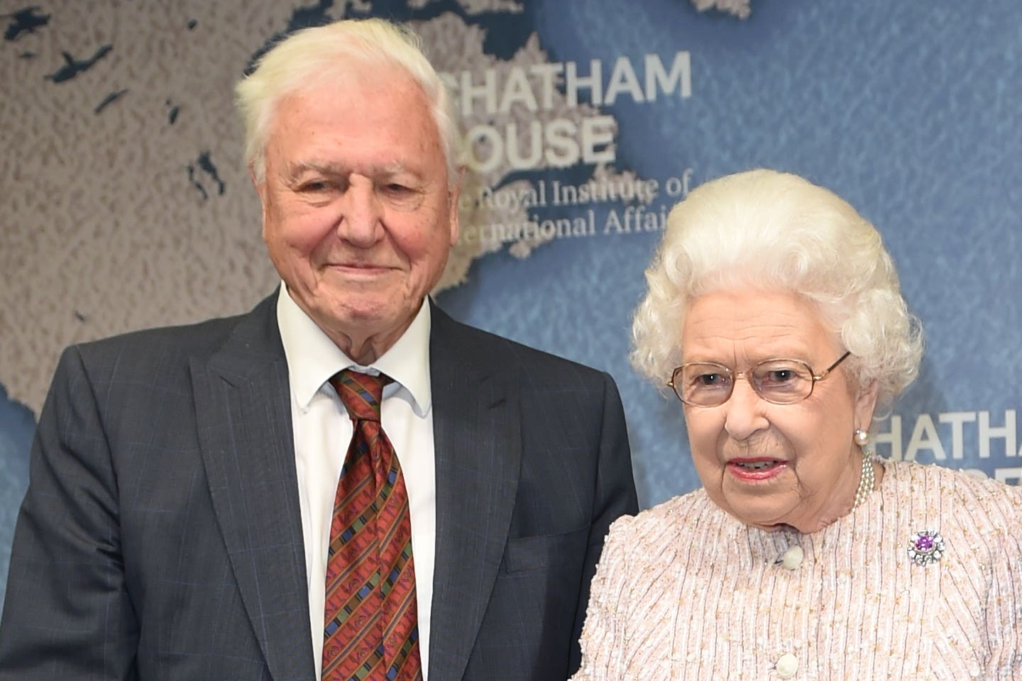 Queen Elizabeth II alongside Sir David Attenborough (Eddie Mulholland/The Daily Telegraph/PA)