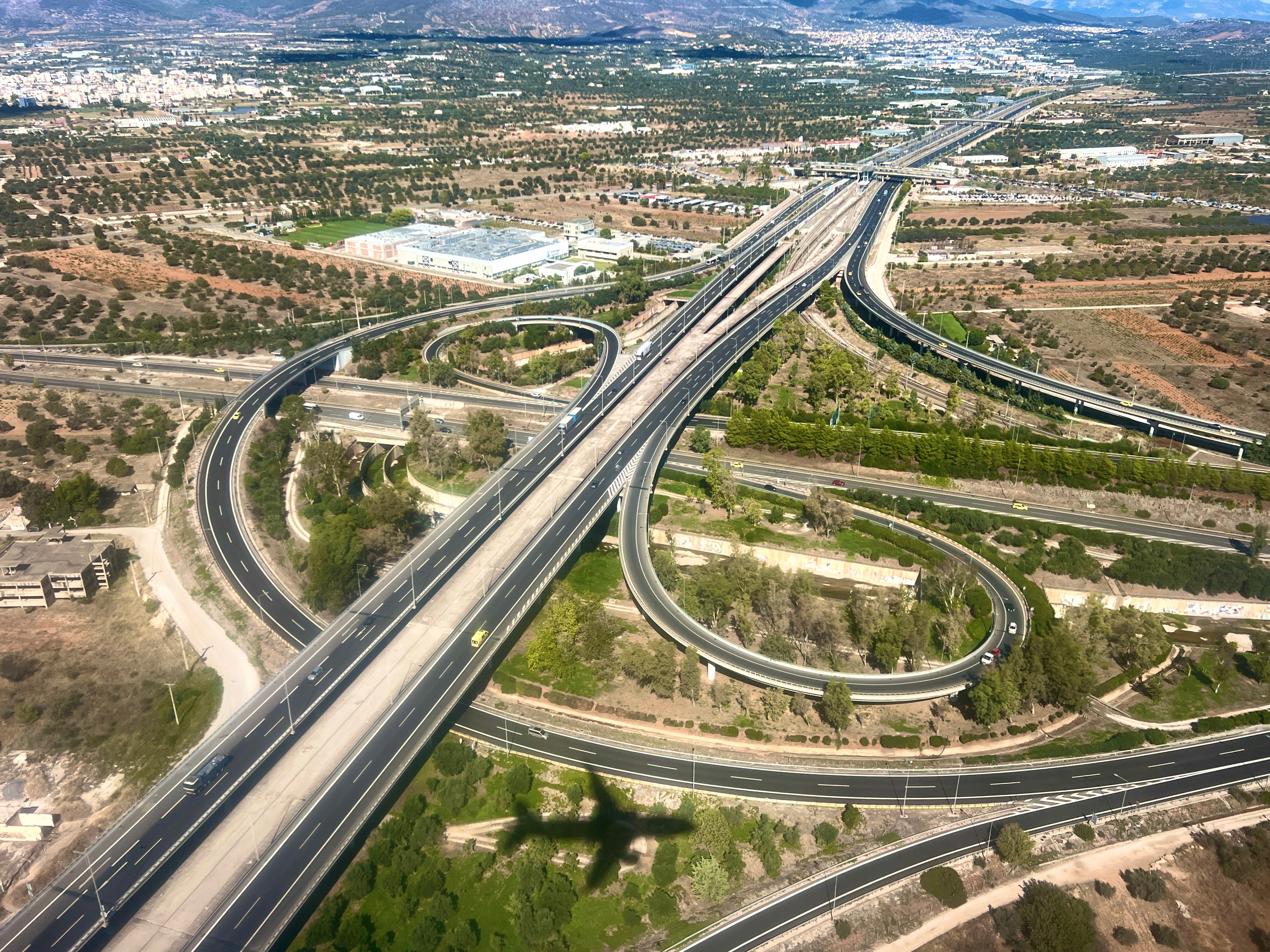 Going places: Motorway junction near Athens, as seen from a plane