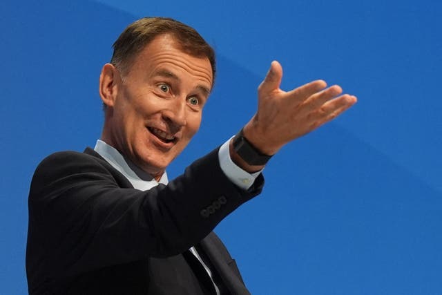 Shadow chancellor Jeremy Hunt during the Conservative Party Conference at the International Convention Centre in Birmingham (Jacob King/PA)