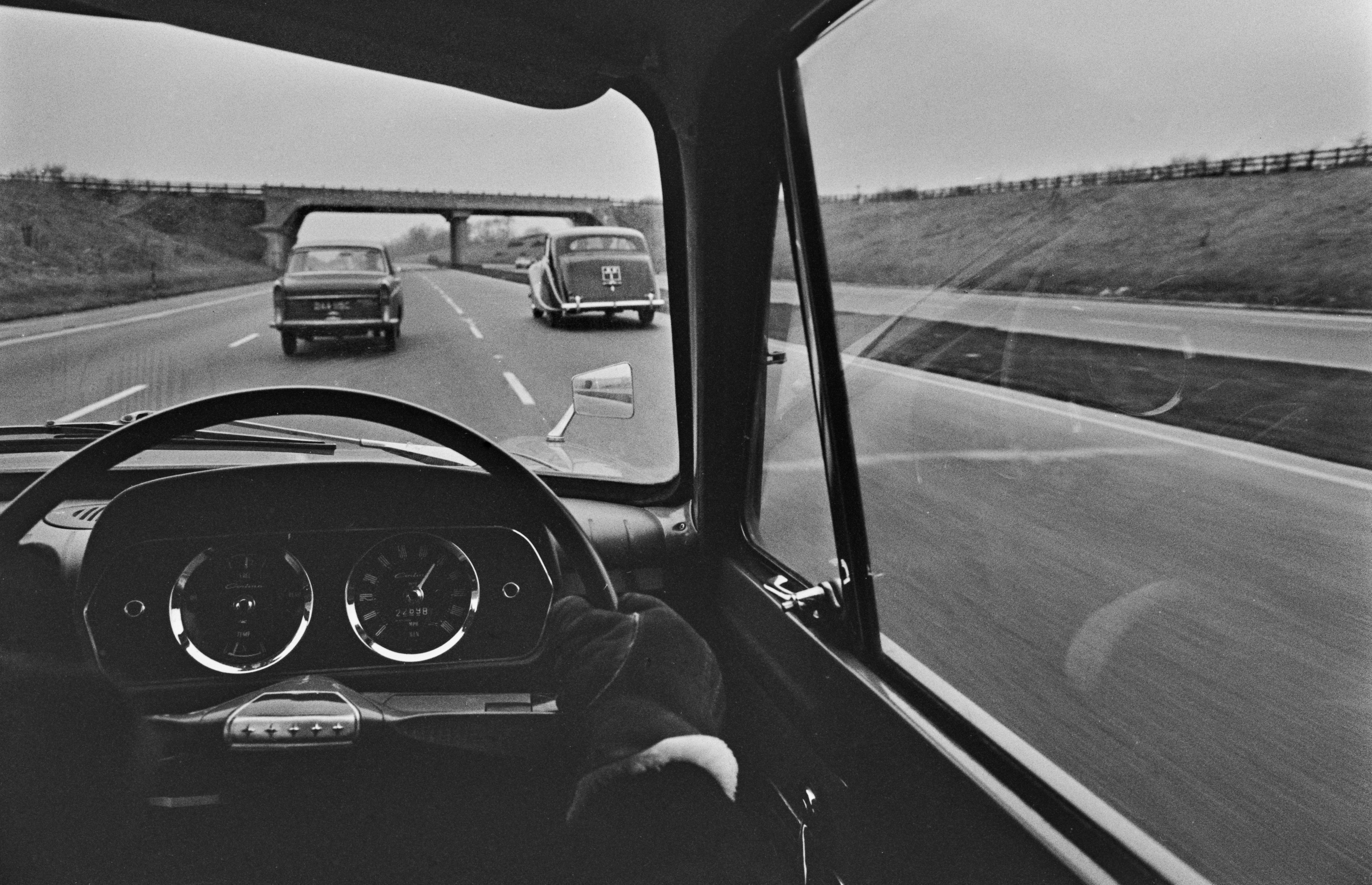 Driving on the UK’s M1 in 1965