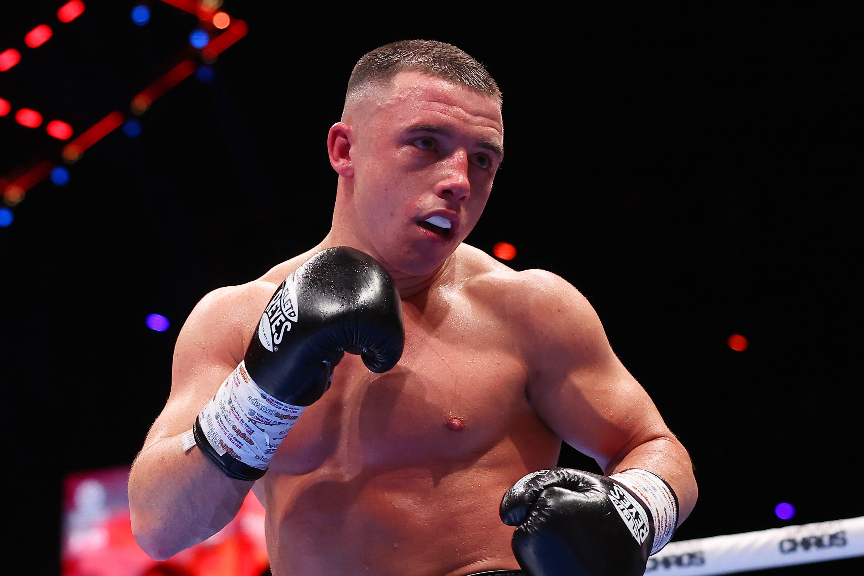 Nick Ball looks on during the WBC World Featherweight title fight against Rey Vargas