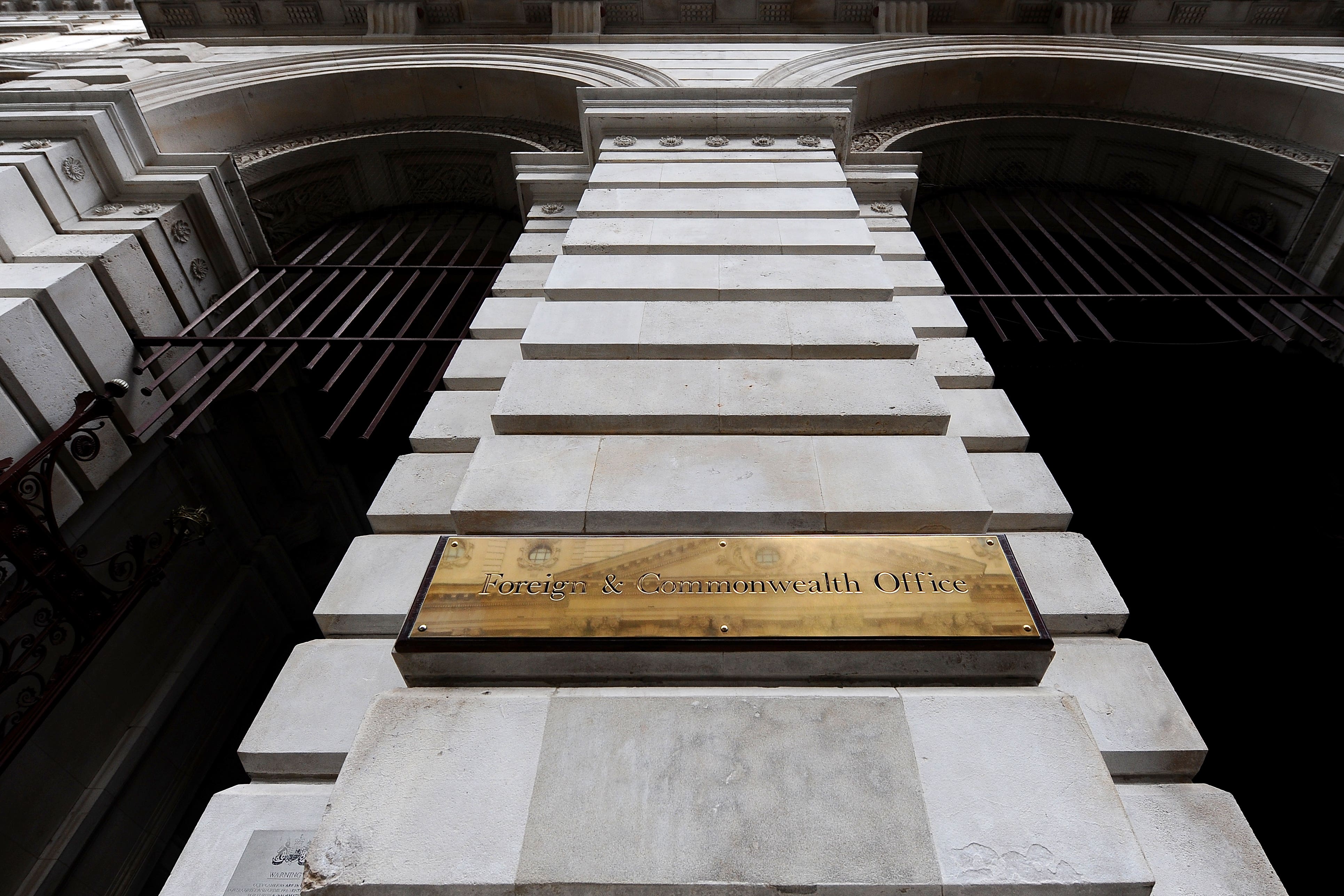 A stock picture of a general view of the sign on the Foreign Office (Clive Gee/PA)