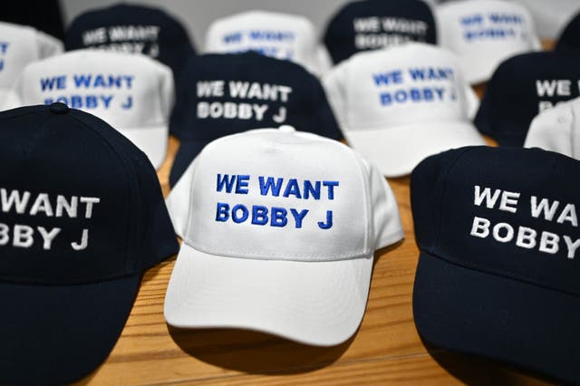 <p>Robert Jenrick has launched his range of ‘Bobby J’ hats to draw in Tory support </p>