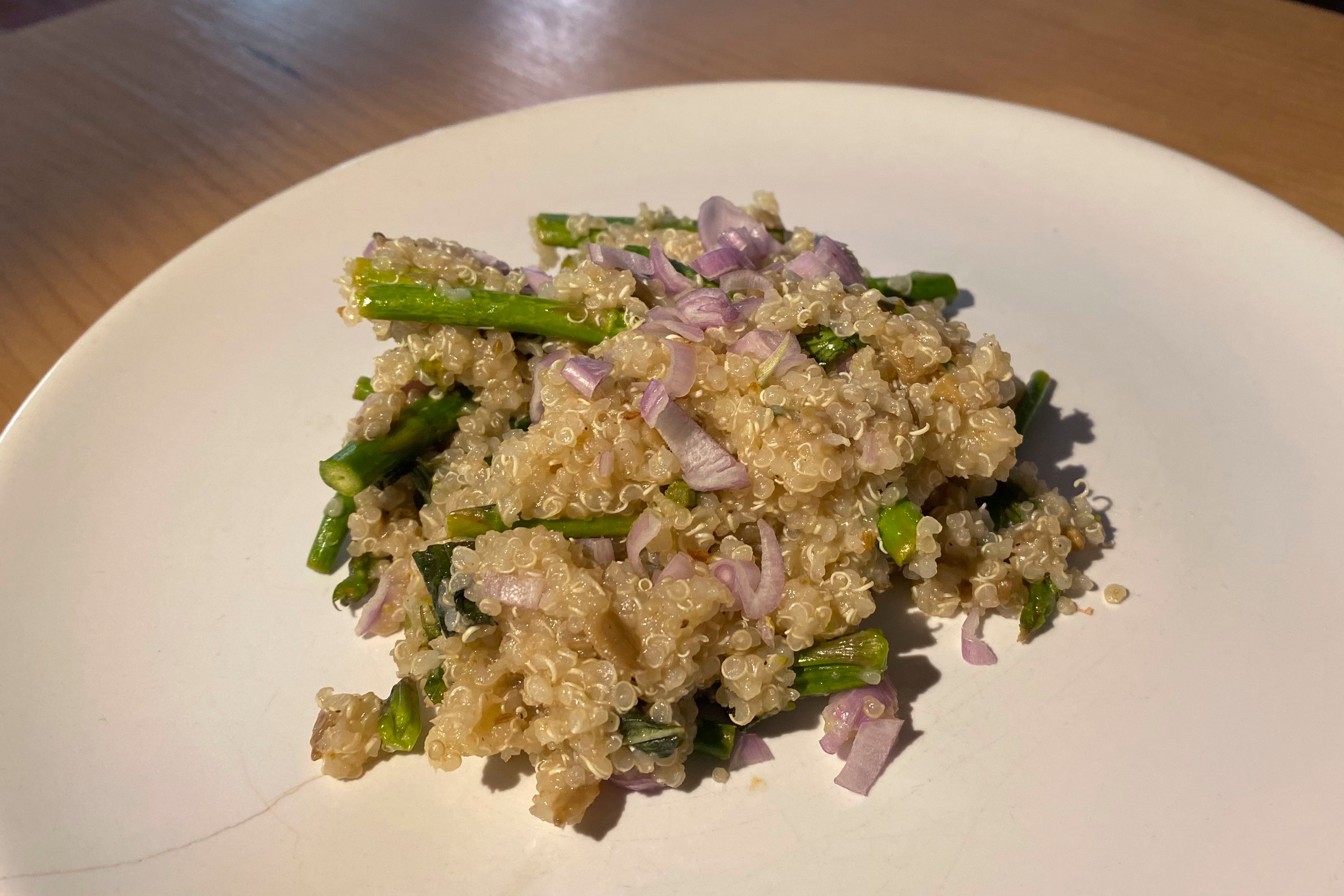 Quinoa pilaf with asparagus, from the book ‘The High-Protein Vegan Cookbook for Athletes’